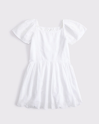 flutter sleeve cutwork mini dress