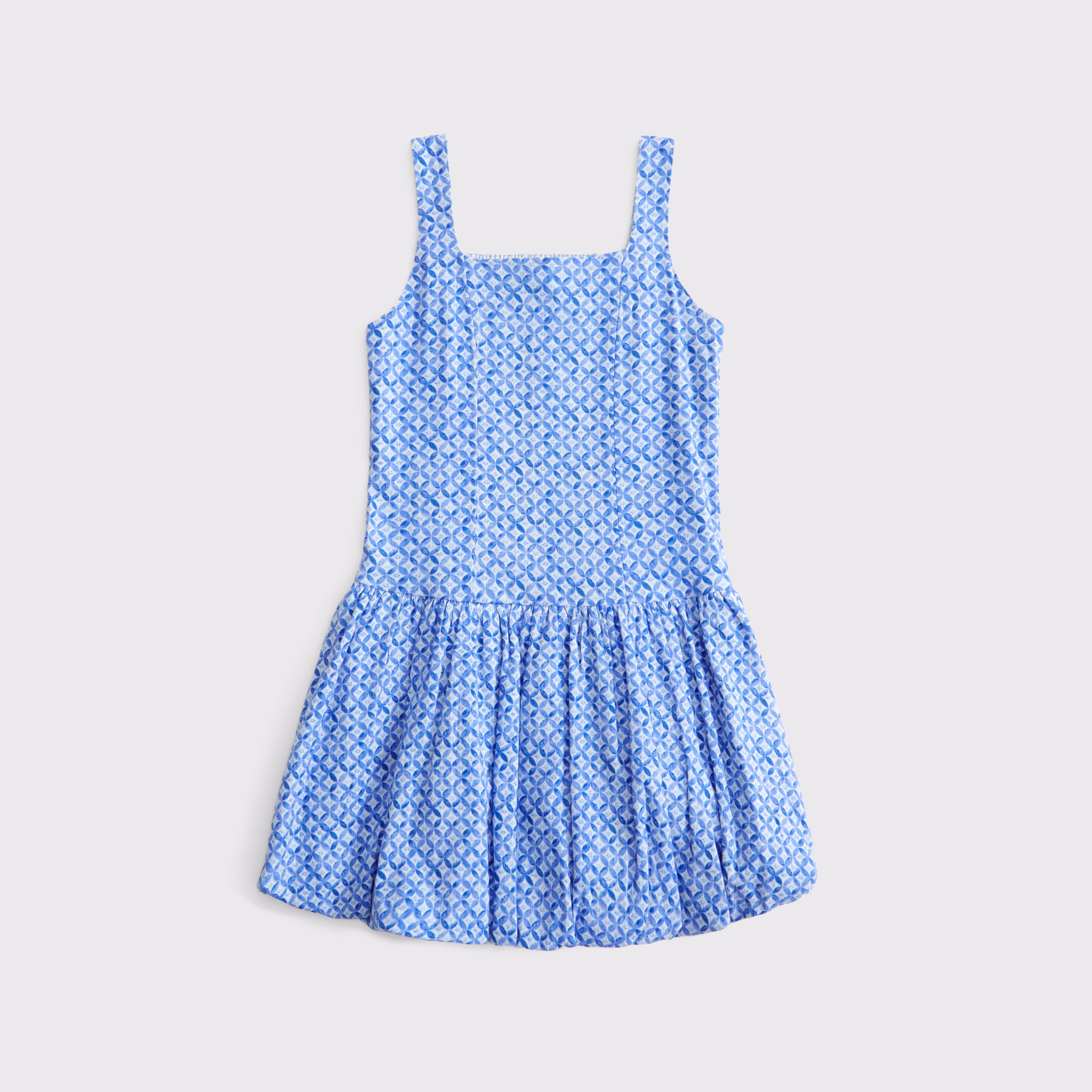 Abercrombie & Fitch Kids' Drop-waist Bubble Hem Mini Dress In Blue