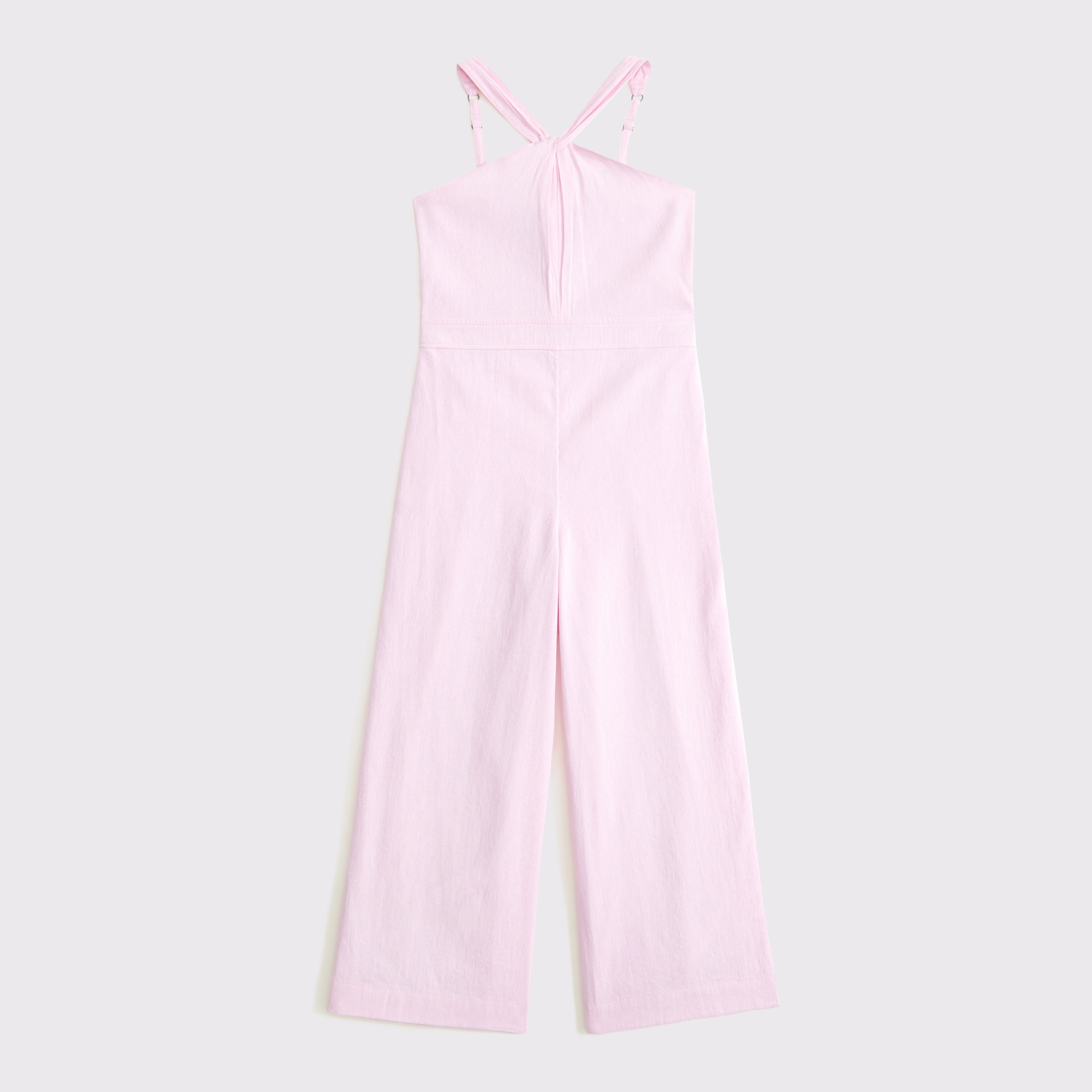 Abercrombie & Fitch Kids' Linen-blend Halter Jumpsuit In Pink