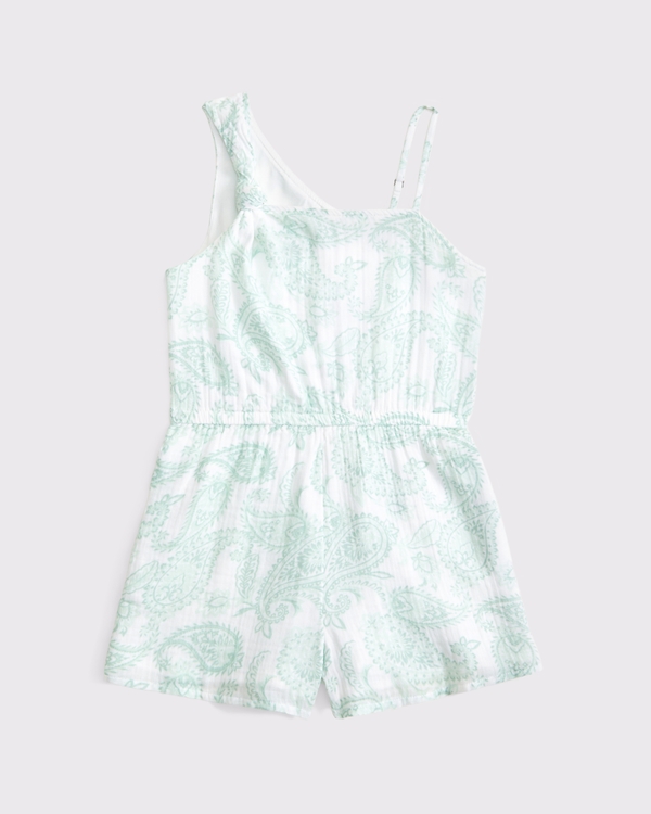 gauzy asymmetrical romper, Green Pattern view 2