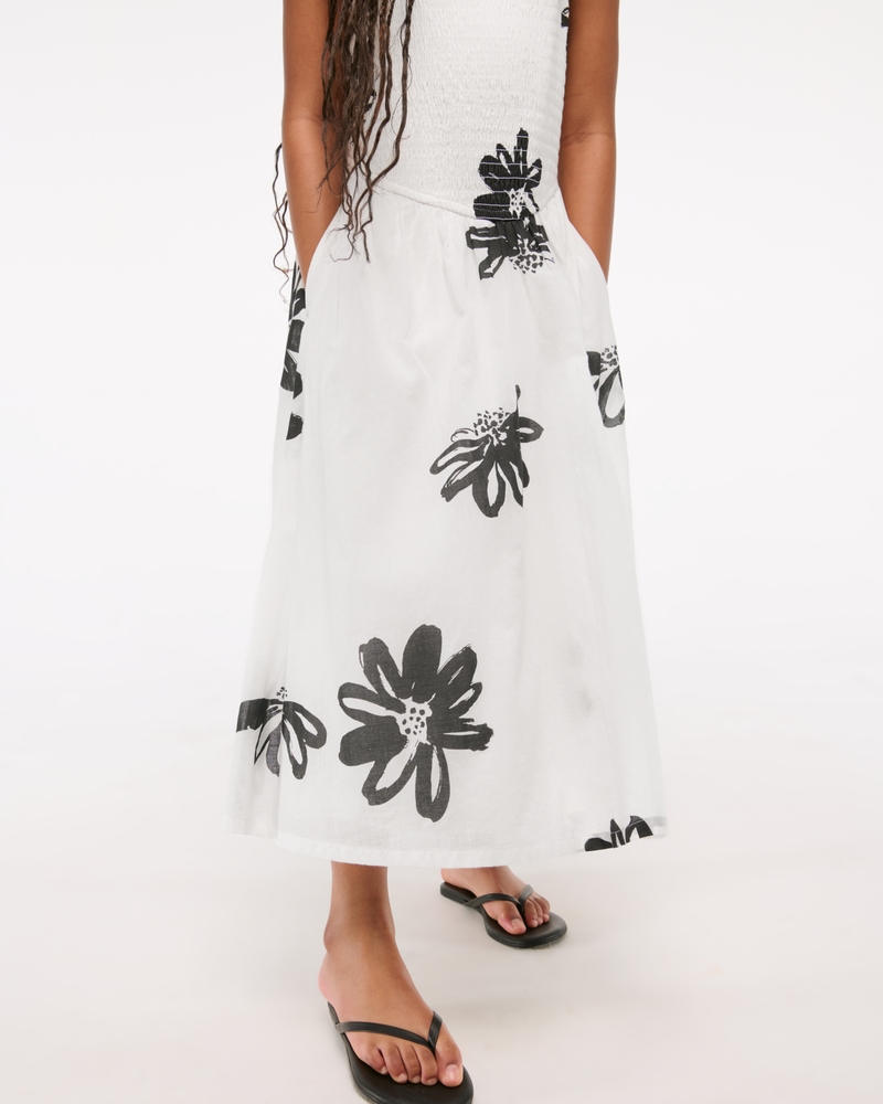 smocked drop-waist maxi dress