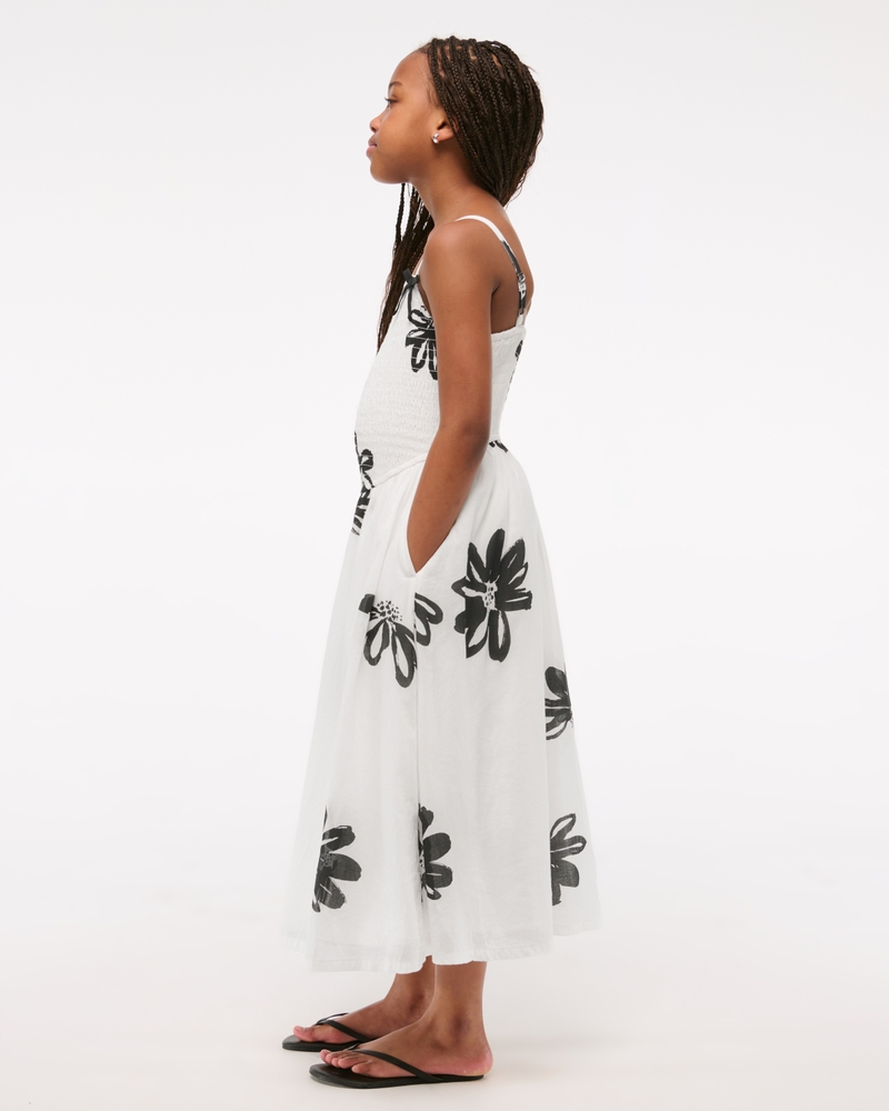 smocked drop-waist maxi dress