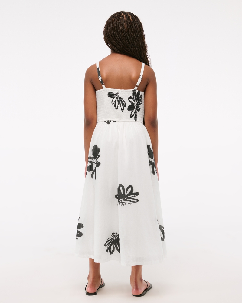 smocked drop-waist maxi dress