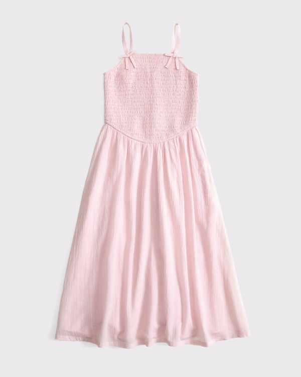smocked drop-waist maxi dress, Ballet Pink view 1