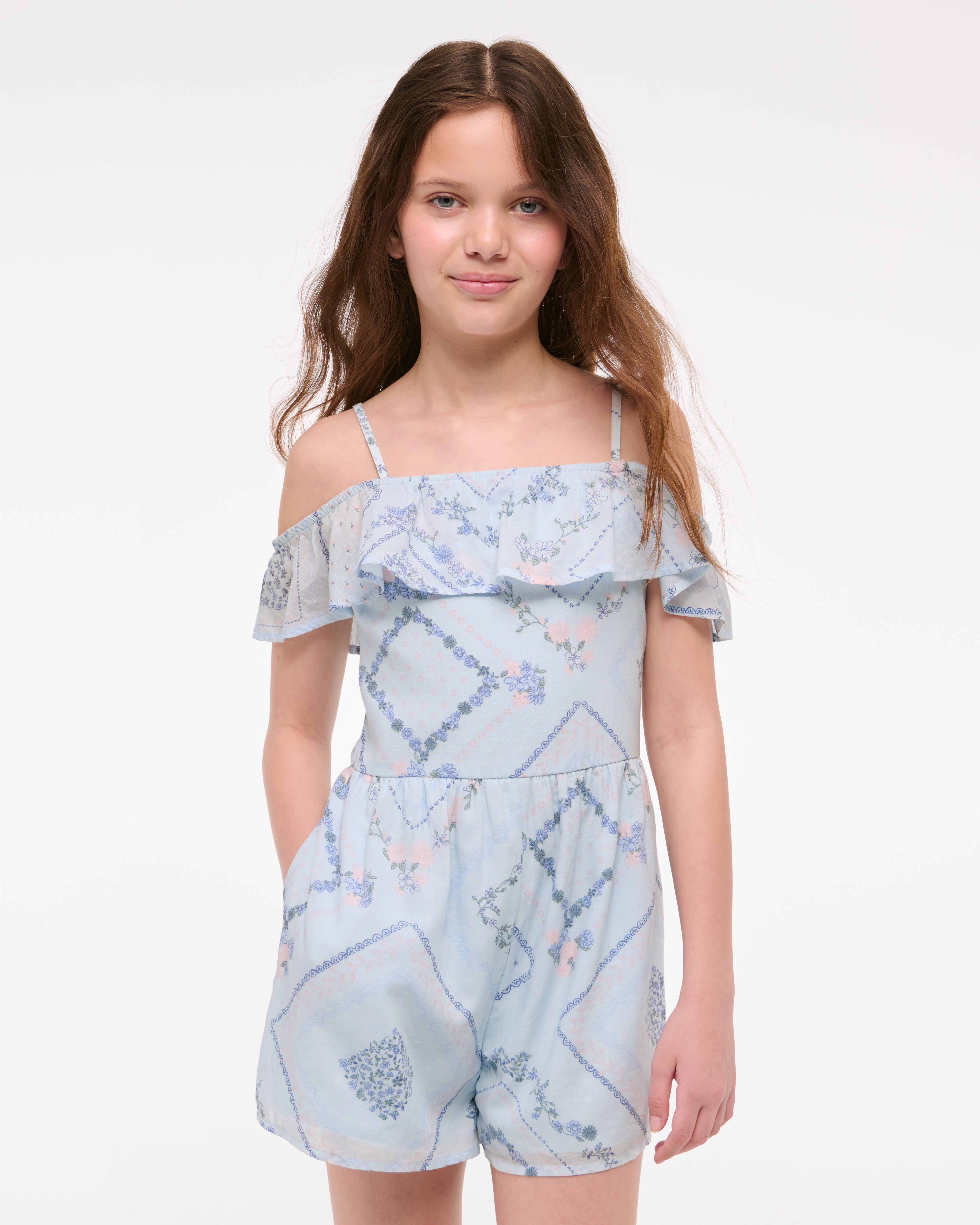 Abercrombie & Fitch Kids' Off-the-shoulder Ruffle Romper