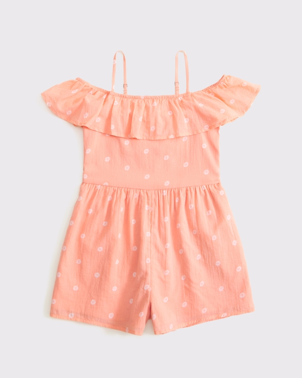off-the-shoulder ruffle romper, Coral Pattern view 1