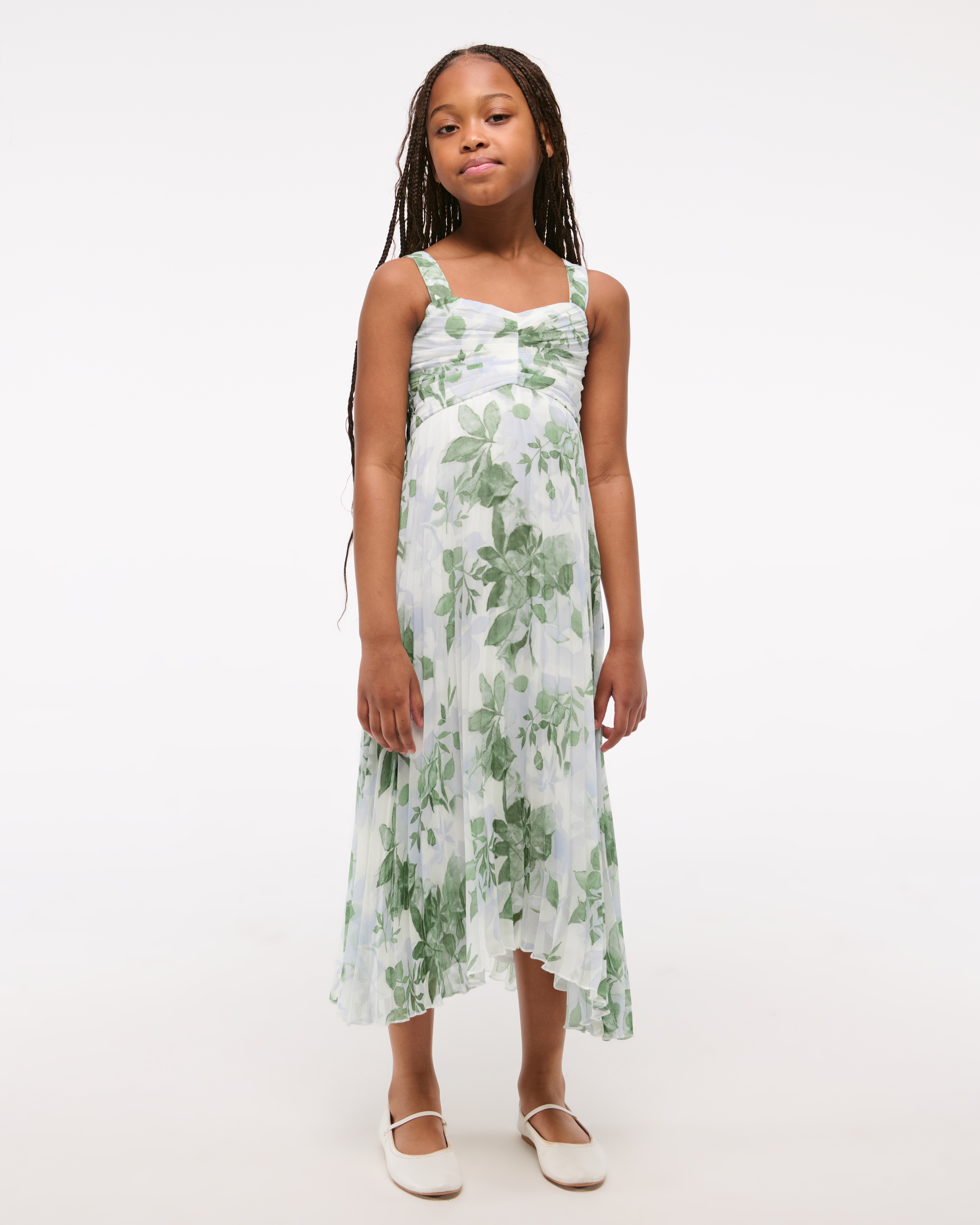 Abercrombie & Fitch Kids' The A&f Giselle Pleated Maxi Dress In Gray