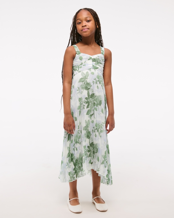 the a&f giselle pleated maxi dress, Green Floral view 1