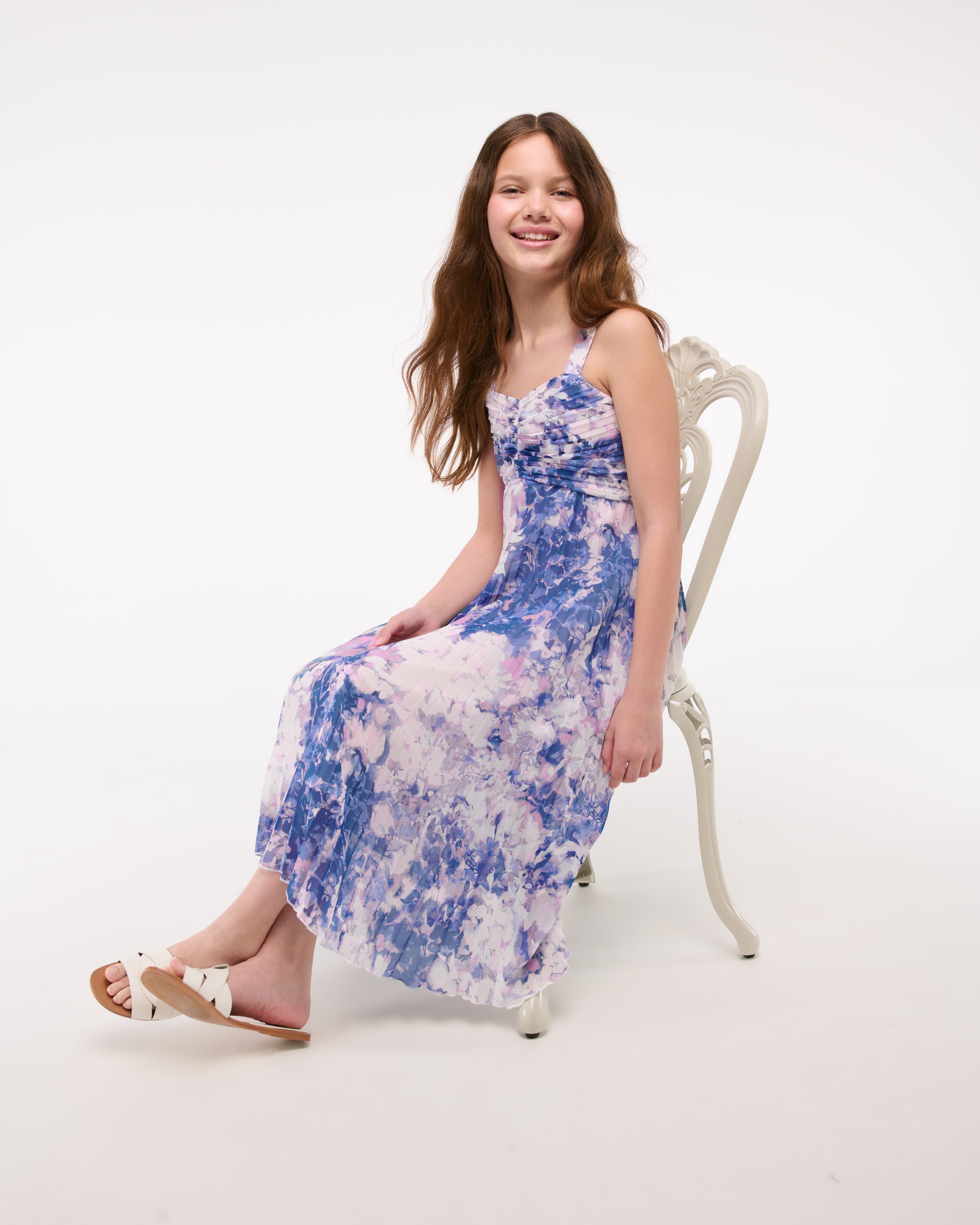 Abercrombie & Fitch The A&f Giselle Pleated Maxi Dress In Blue