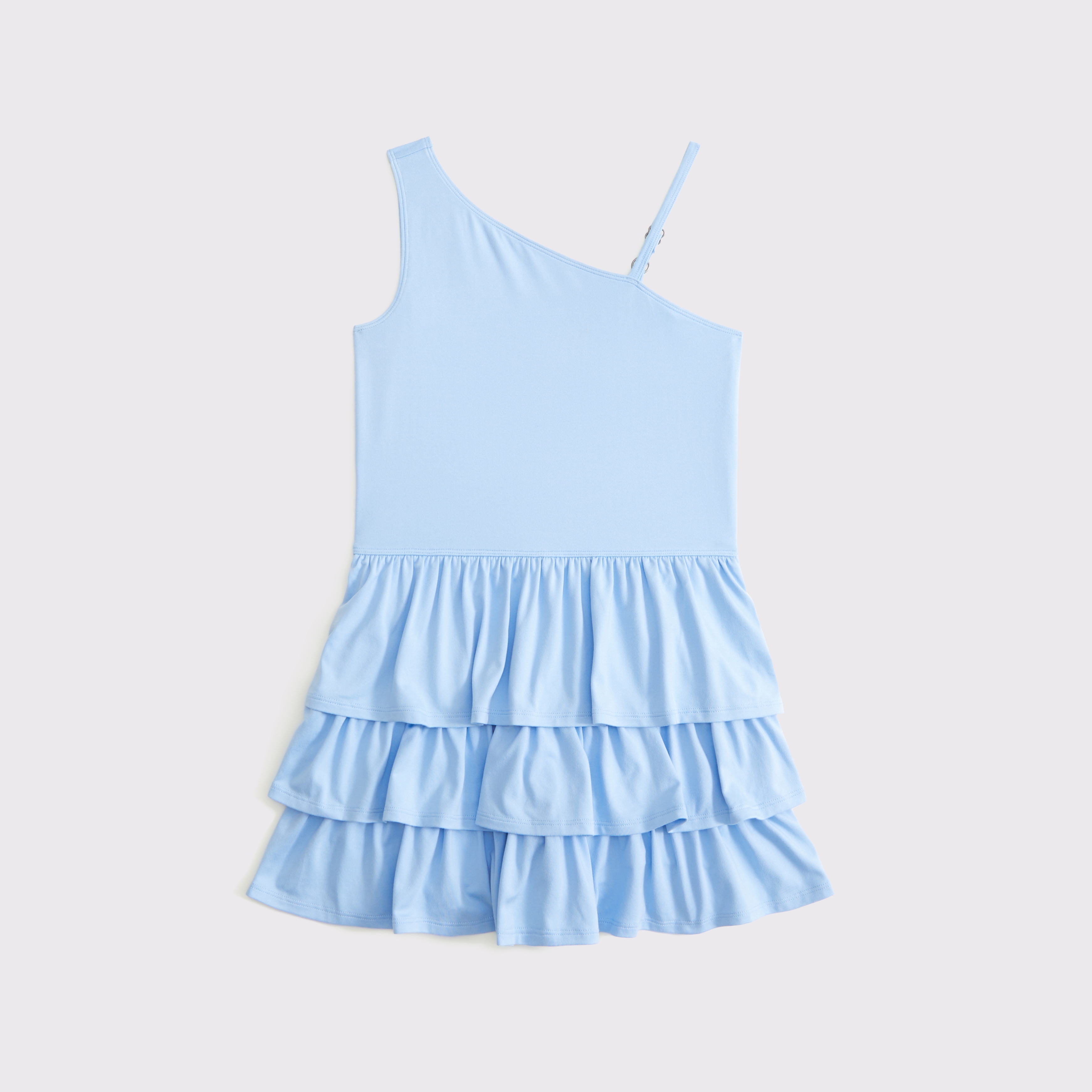 Abercrombie & Fitch Kids' Ypb Asymmetrical Ruffle Mini Dress In Blue
