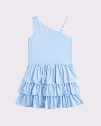ypb asymmetrical ruffle mini dress