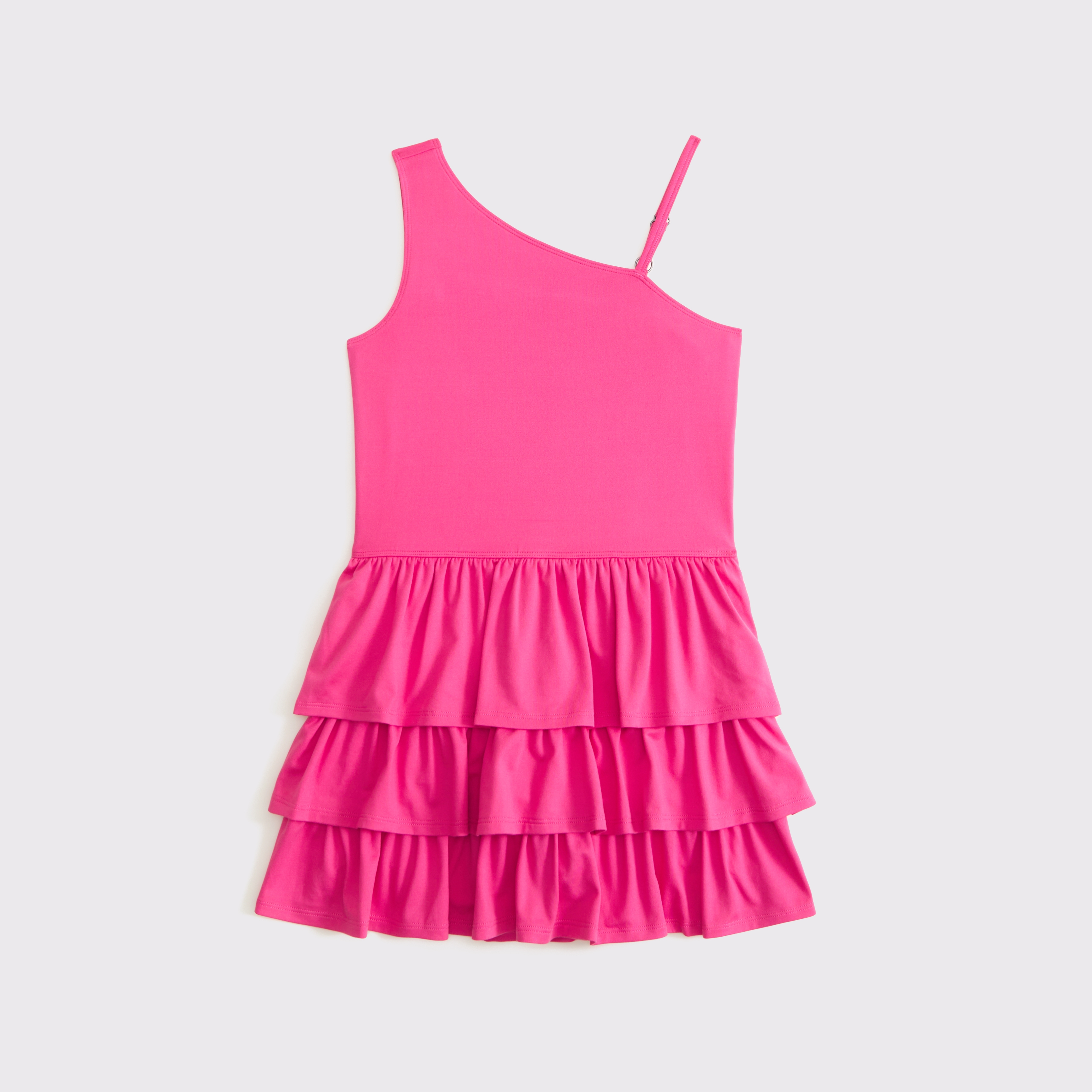 Abercrombie & Fitch Kids' Ypb Asymmetrical Ruffle Mini Dress In Pink