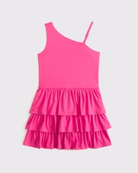 ypb asymmetrical ruffle mini dress