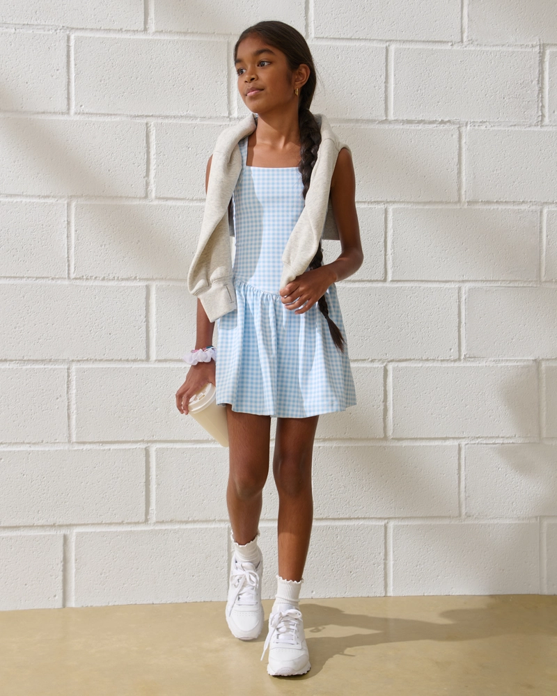 ypb drop-waist mixed fabric mini dress