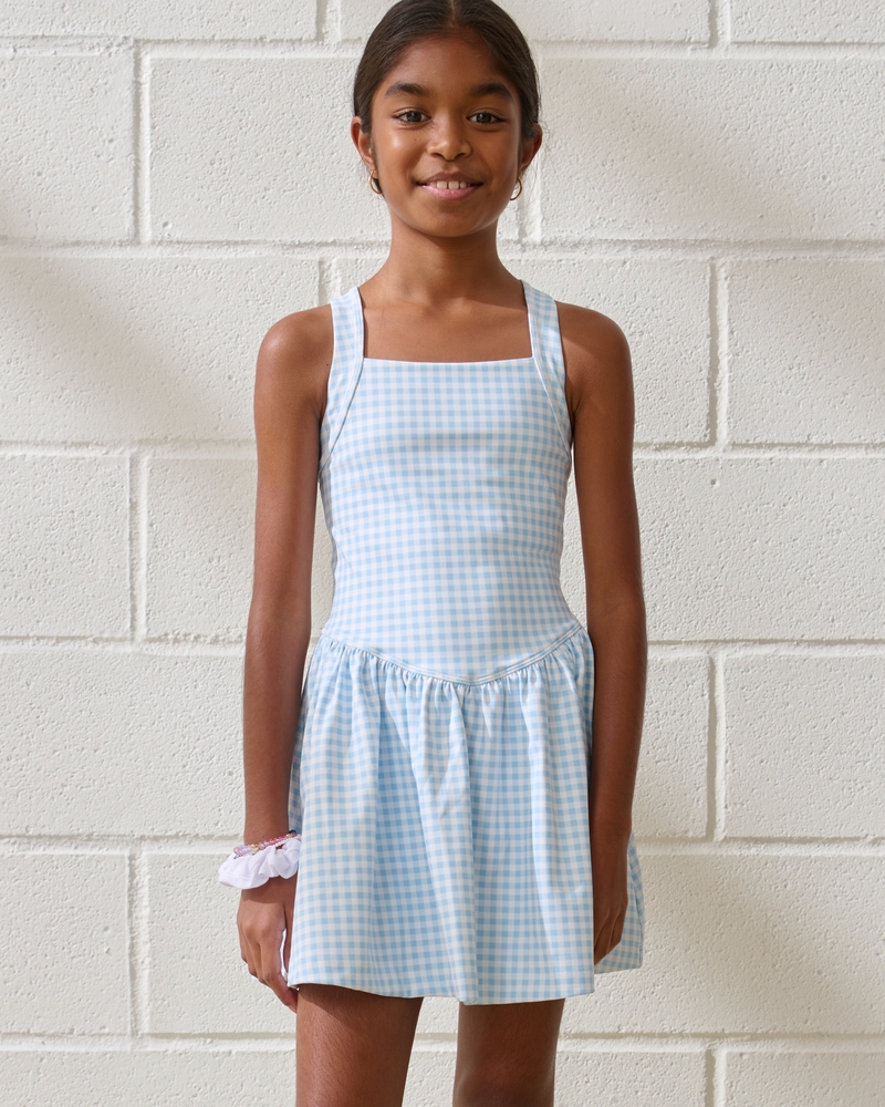ypb drop-waist mixed fabric mini dress