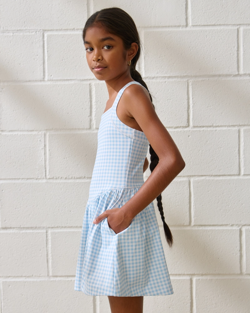 ypb drop-waist mixed fabric mini dress