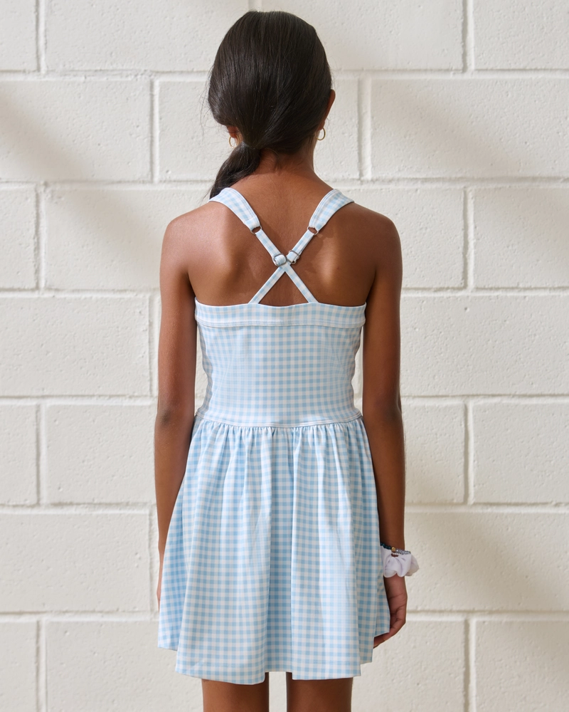 ypb drop-waist mixed fabric mini dress