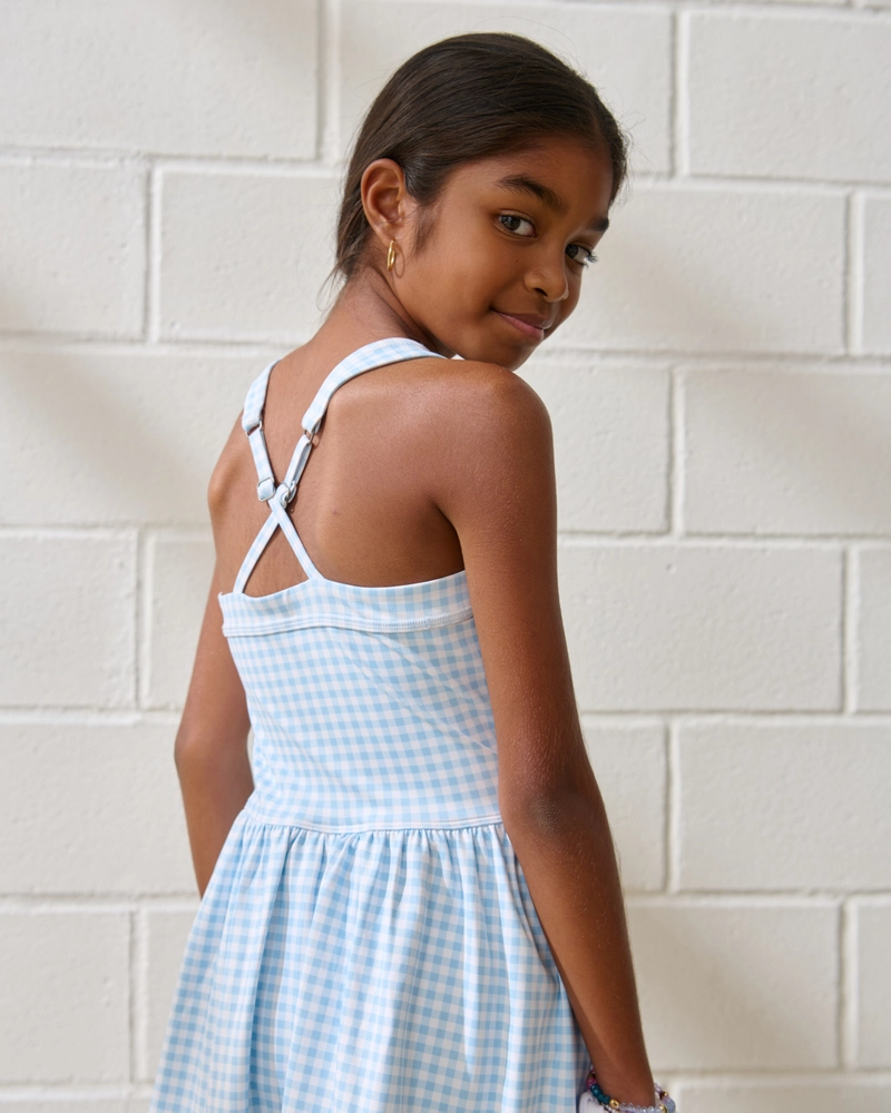 ypb drop-waist mixed fabric mini dress