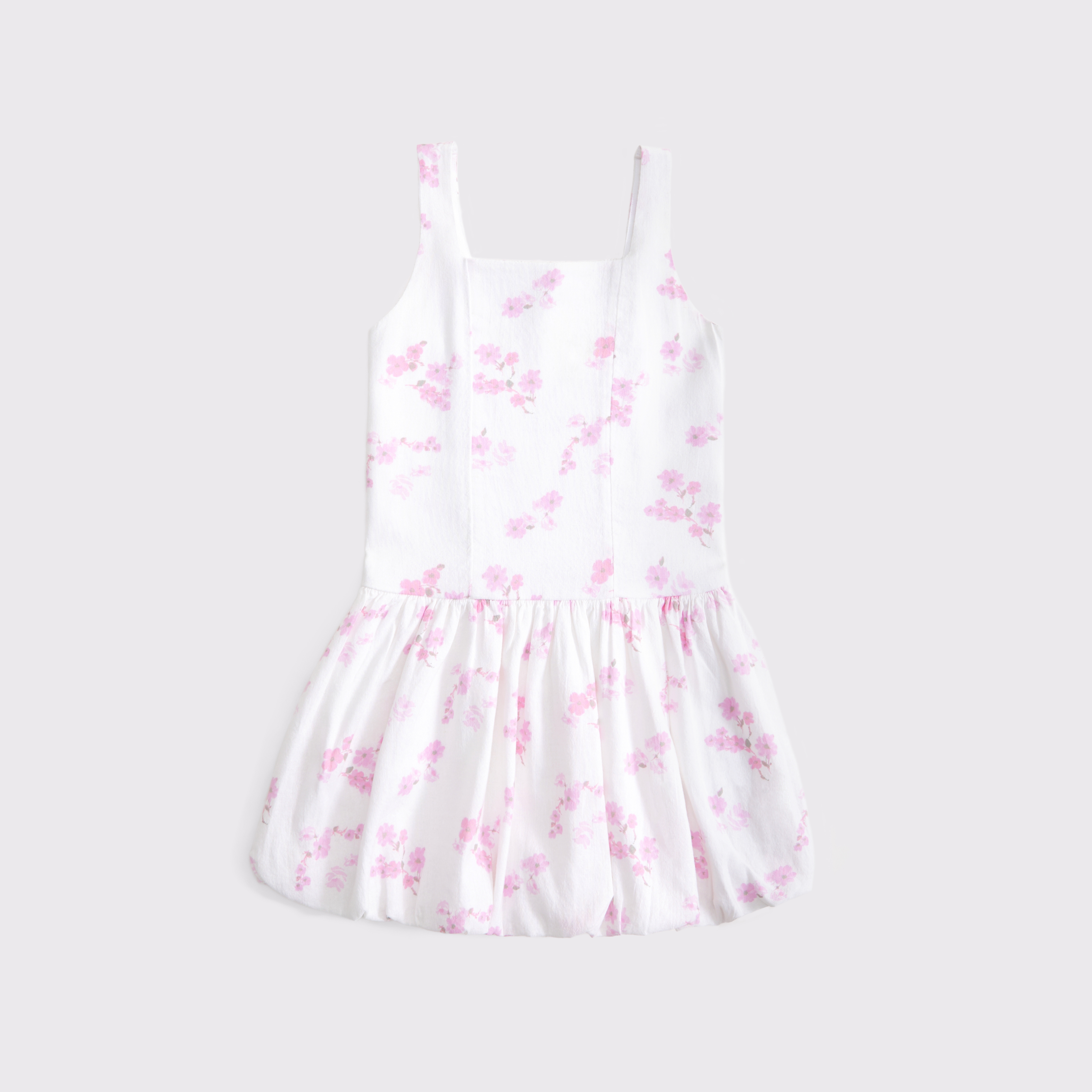 Abercrombie & Fitch Kids' Drop-waist Bubble Hem Mini Dress In White