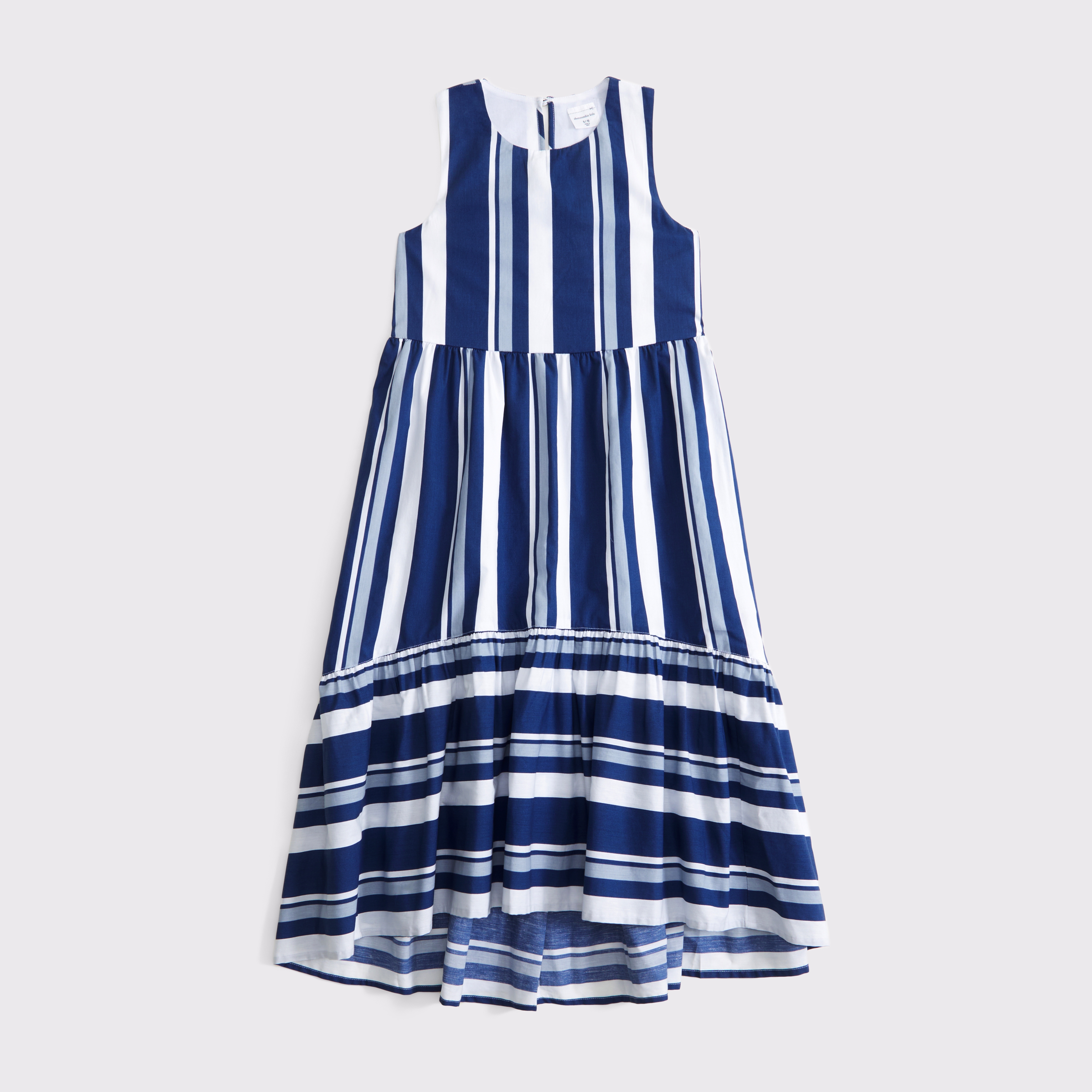 Abercrombie & Fitch Poplin Tiered Maxi Dress In Gray