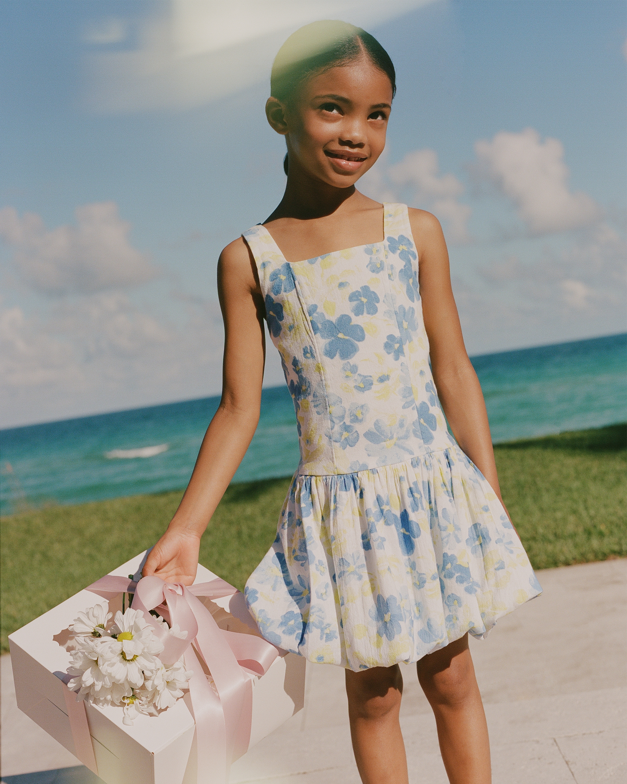 Abercrombie & Fitch Kids' Drop-waist Bubble Hem Mini Dress In White