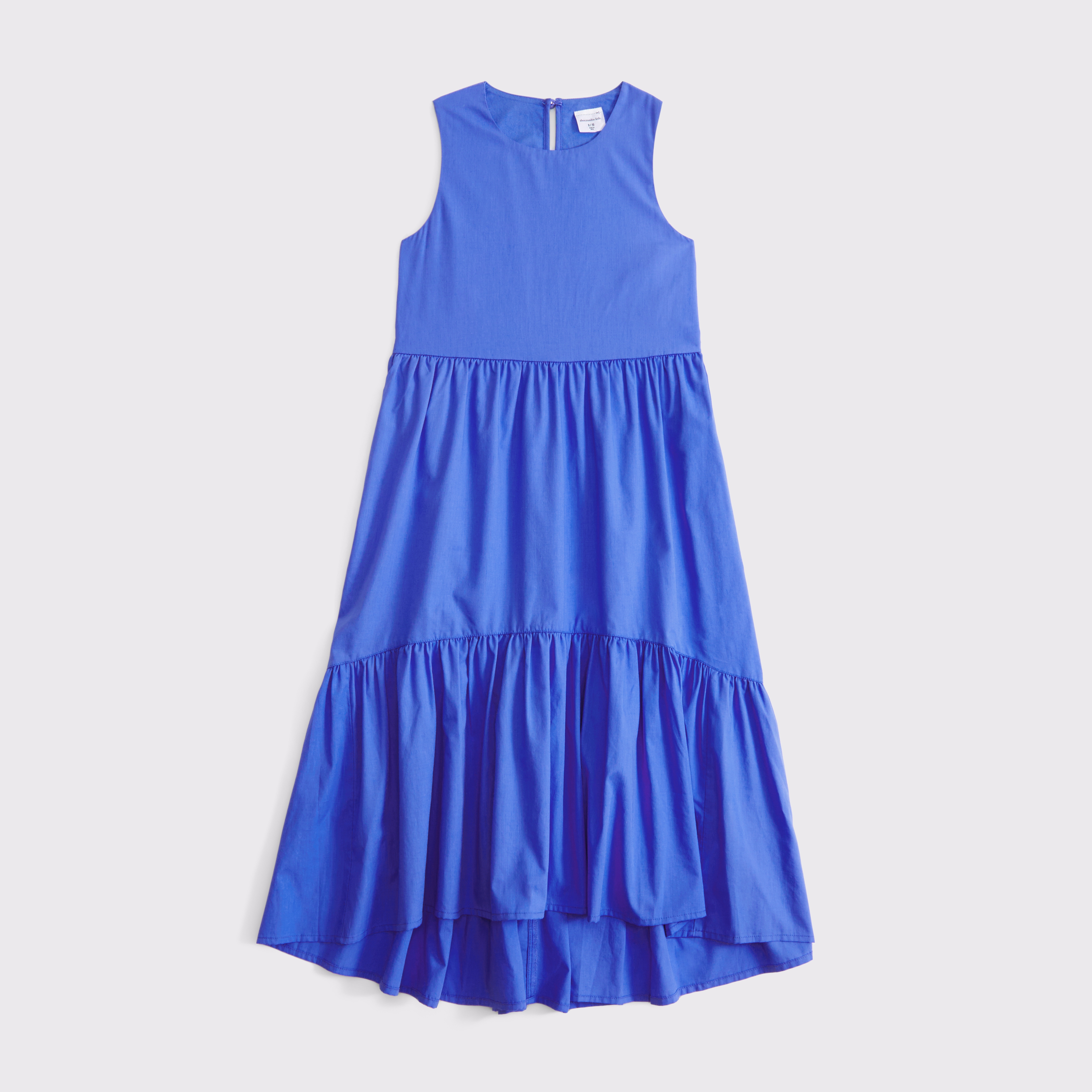 Abercrombie & Fitch Kids' Poplin Tiered Maxi Dress In Blue