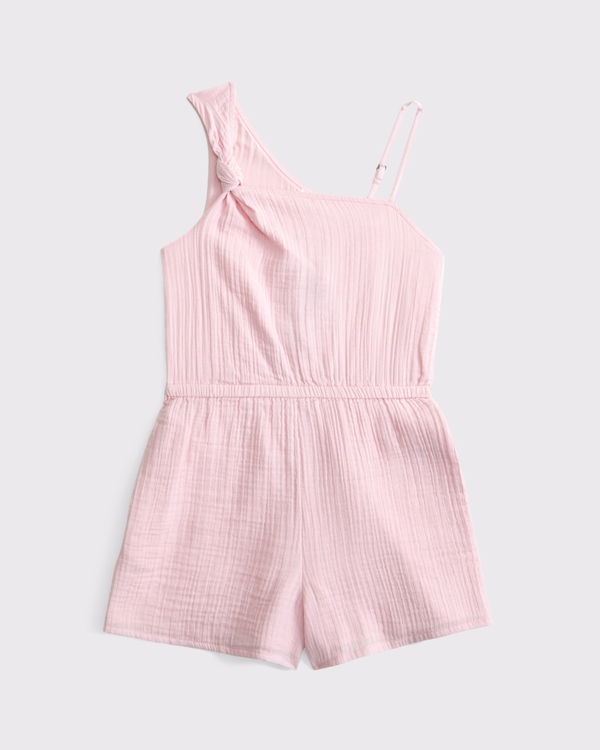 gauzy asymmetrical romper, Ballet Pink view 1
