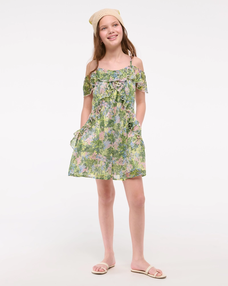 flutter sleeve ruffle mini dress
