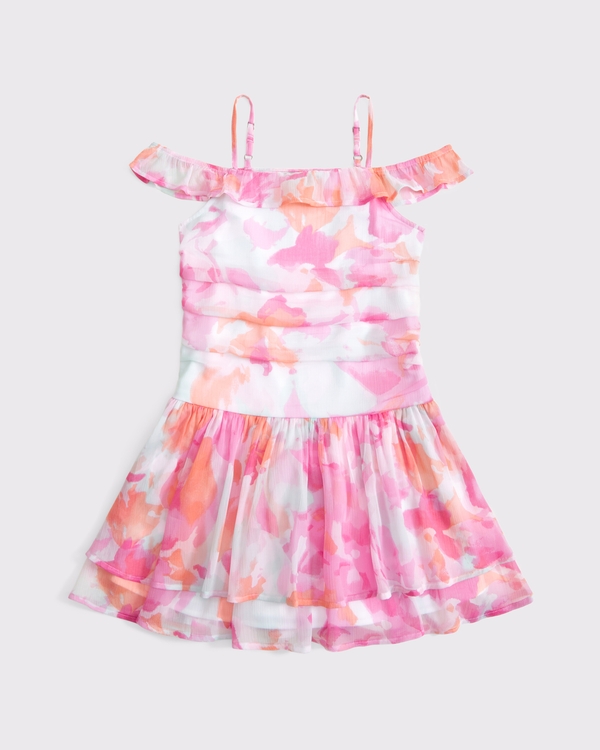 off-the-shoulder mini dress, Pink Pattern view 1