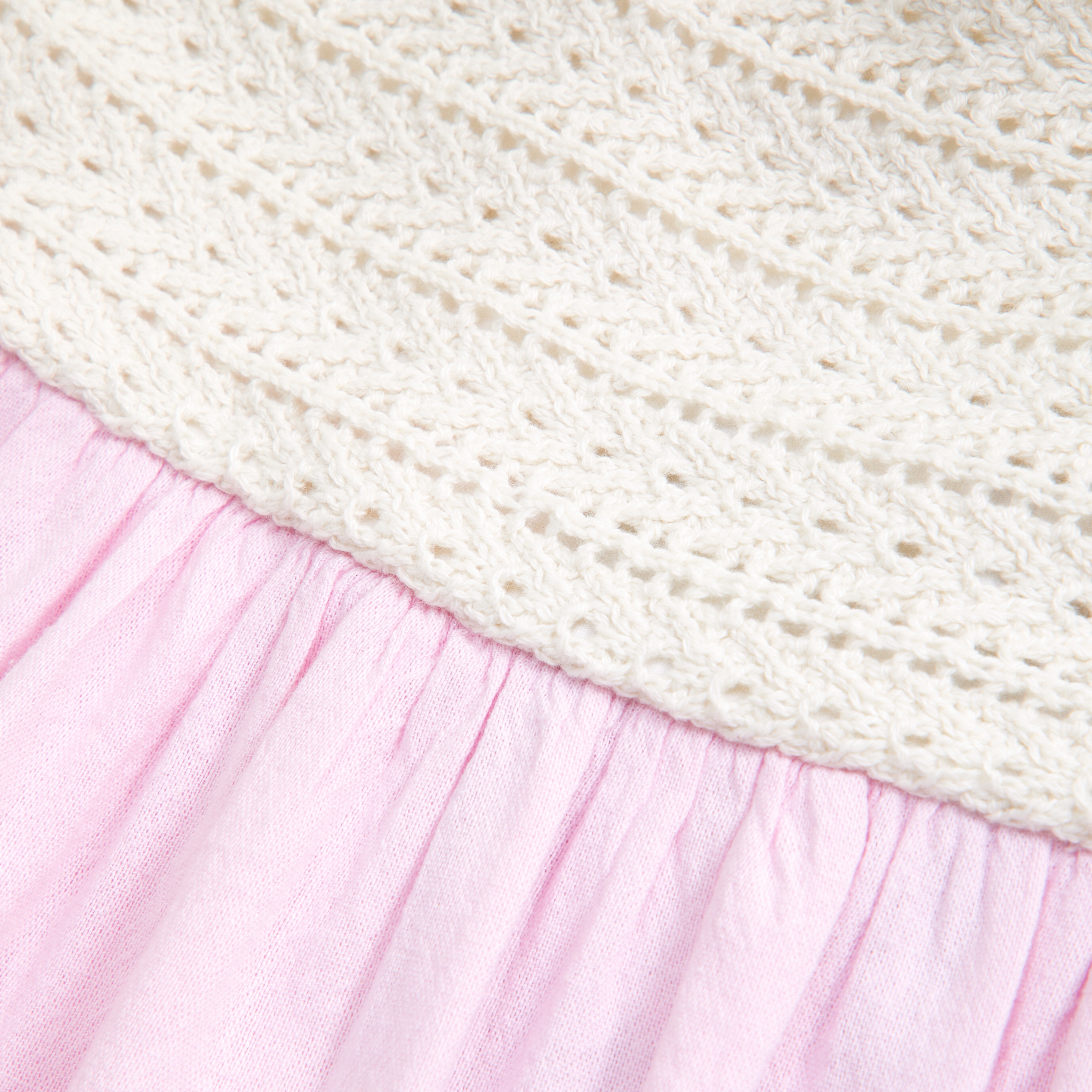 Abercrombie & Fitch Crochet-style Mixed Fabric Mini Dress In Pink