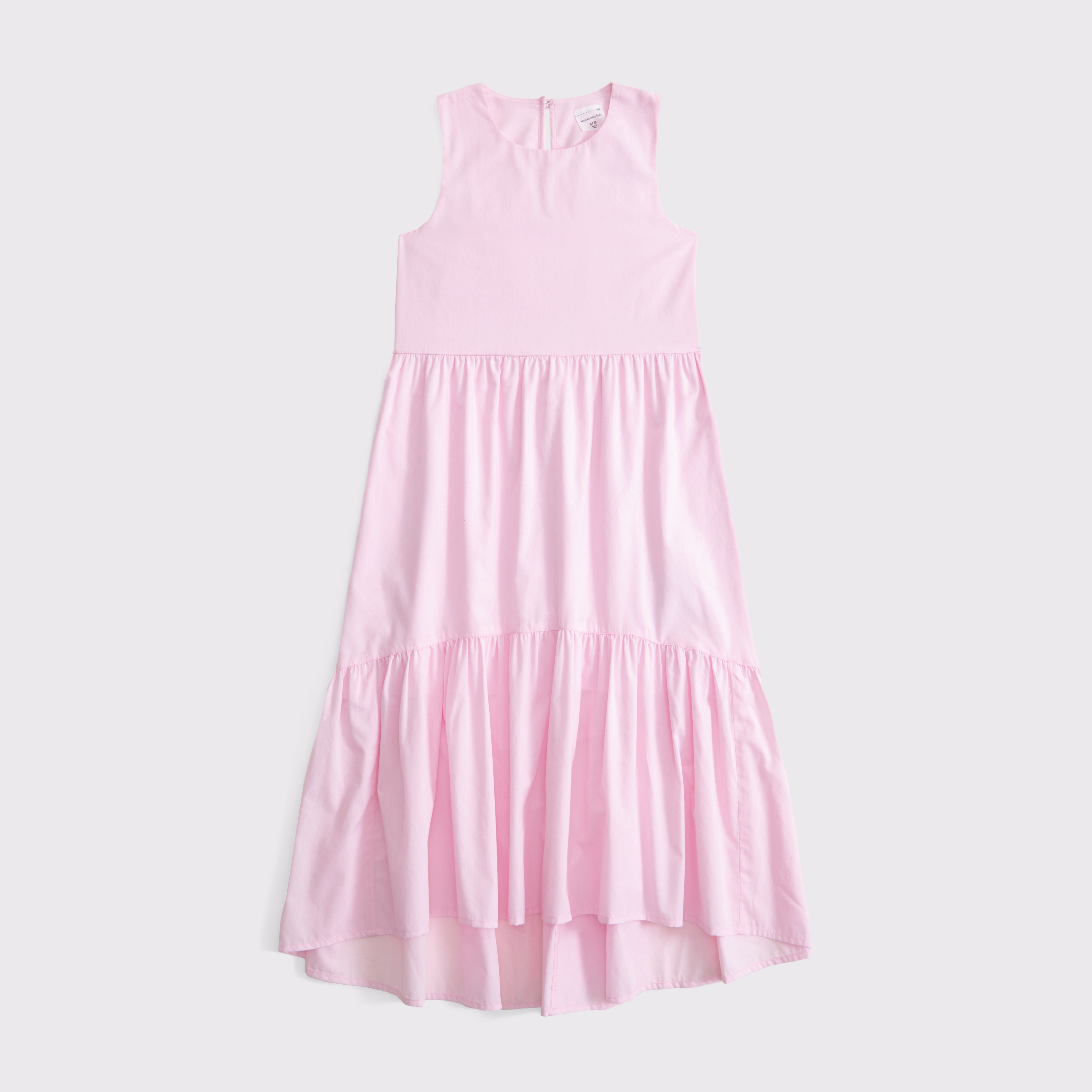Abercrombie & Fitch Kids' Poplin Tiered Maxi Dress In Pink
