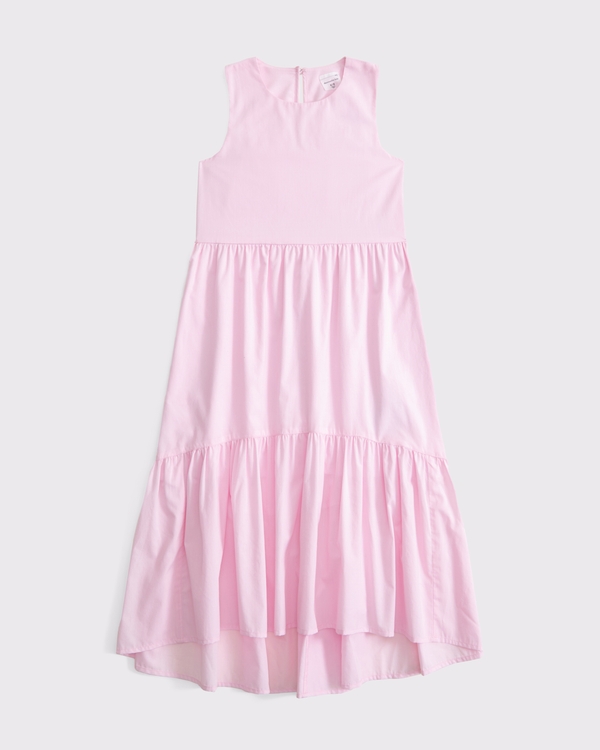 poplin tiered maxi dress, Light Pink view 1