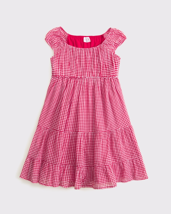 gauzy tiered mini dress, Red Gingham view 1