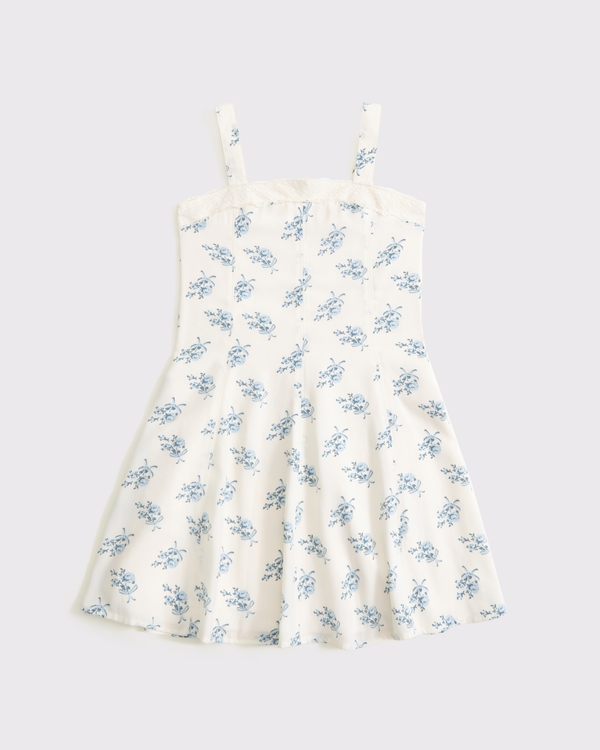a&f mila lace-trim mini dress, Cream Floral view 1