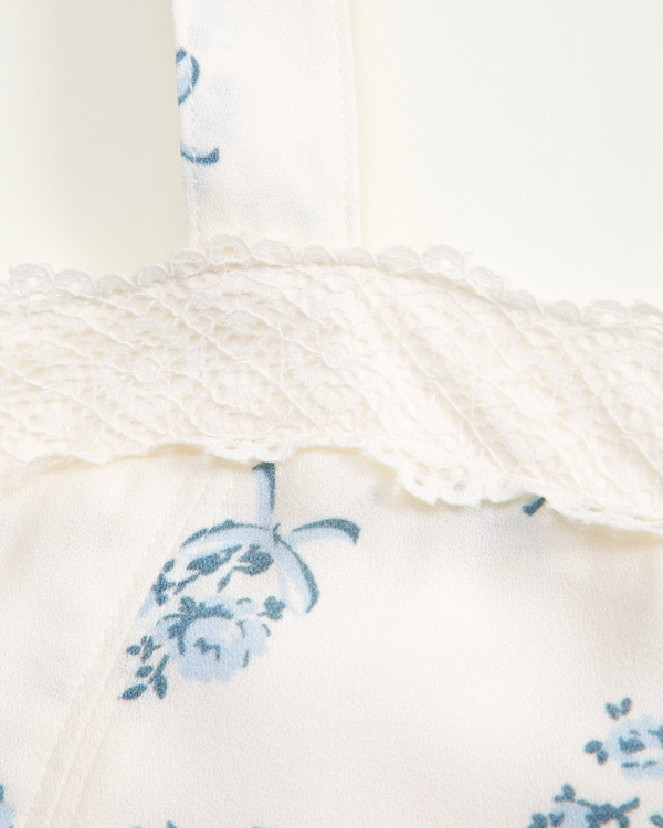 a&f mila lace-trim mini dress, Cream Floral view 2