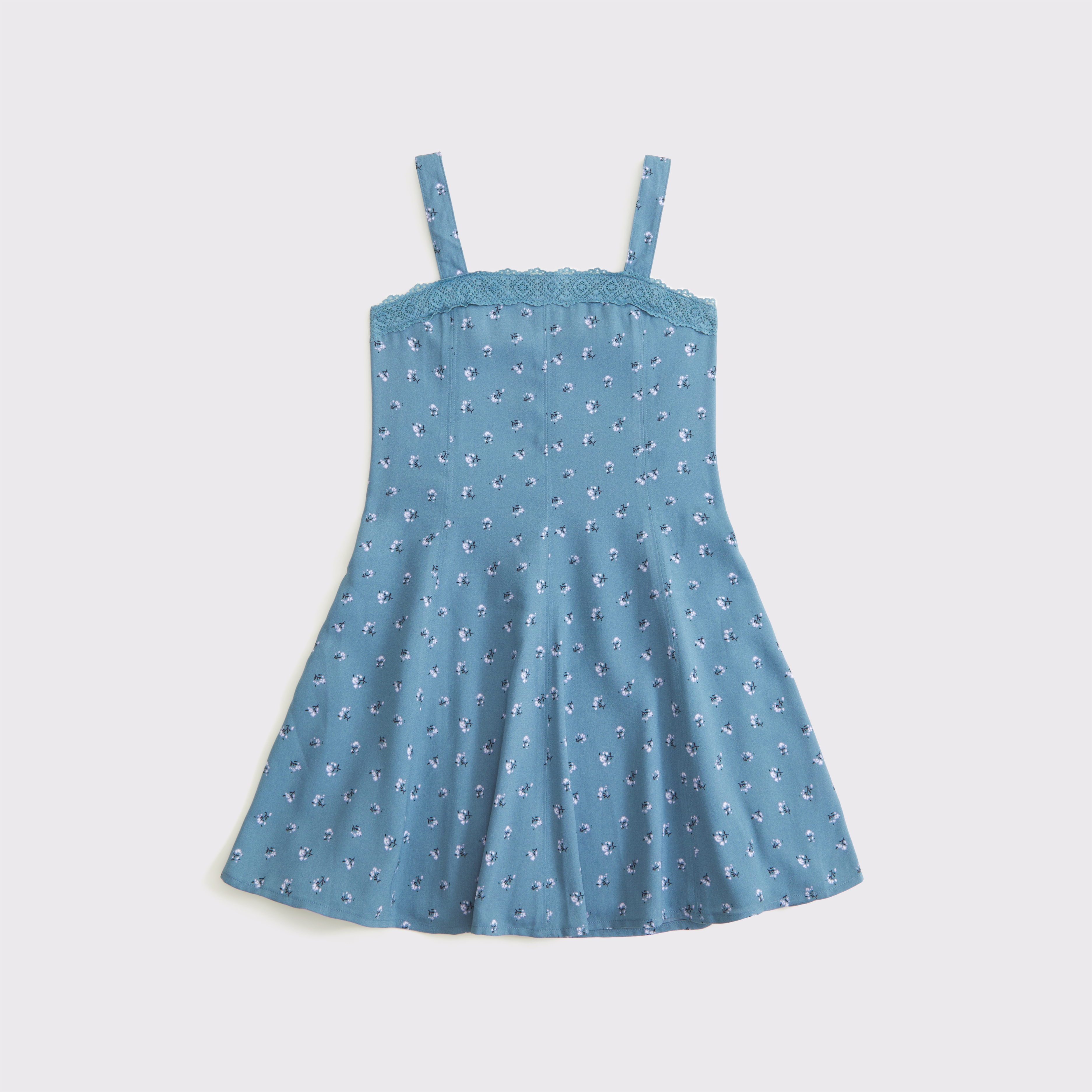 Abercrombie & Fitch Kids' A&f Mila Lace-trim Mini Dress In Blue
