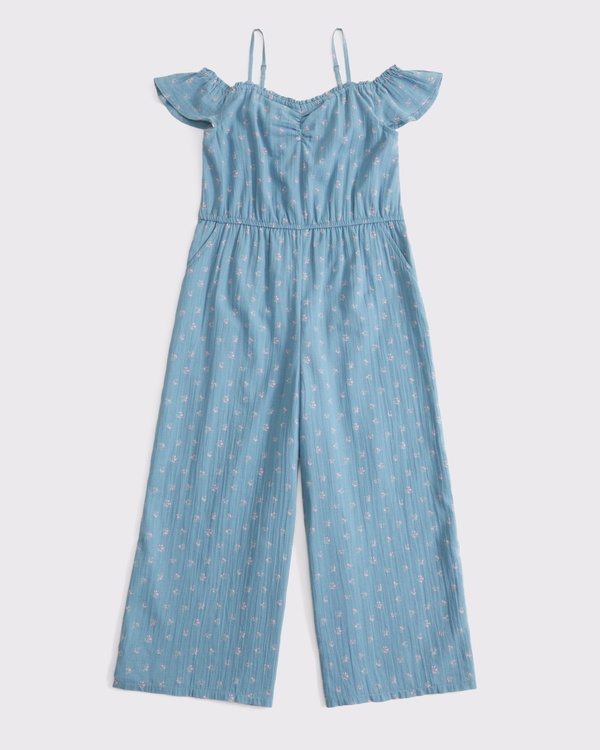 gauzy flutter sleeve jumpsuit, Teal Floral view 2