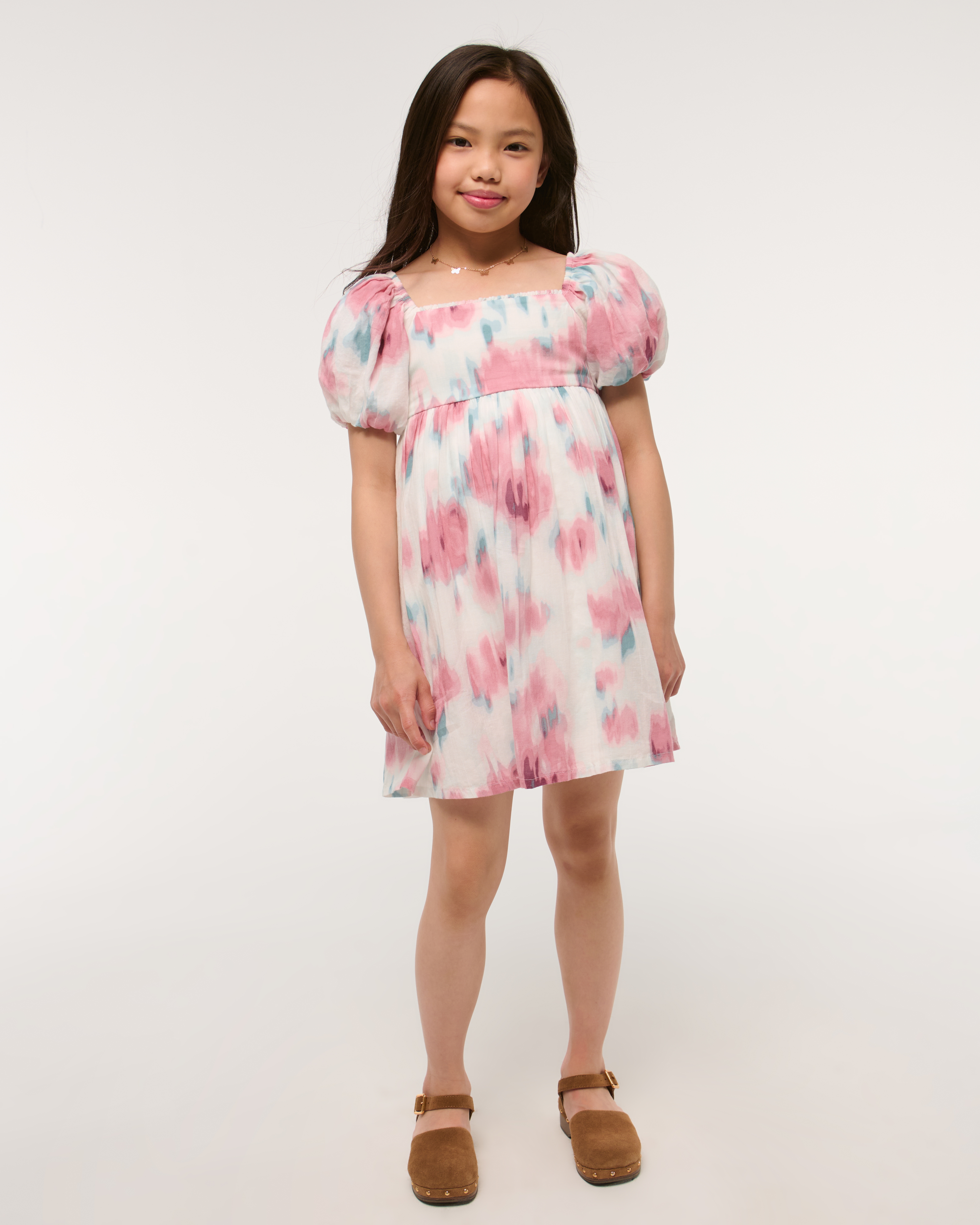 Abercrombie & Fitch Puff Sleeve Babydoll Mini Dress In Multi