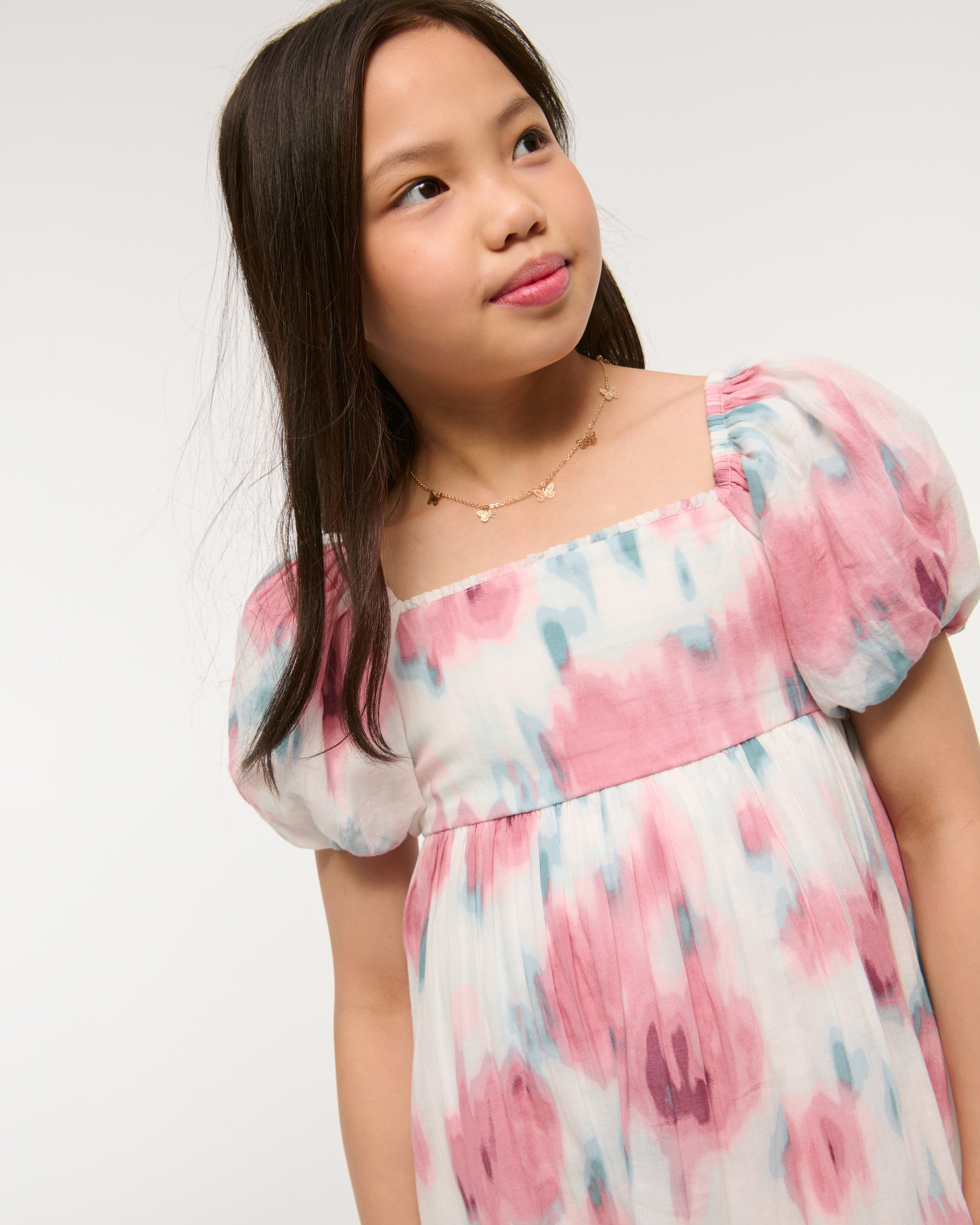 Abercrombie & Fitch Puff Sleeve Babydoll Mini Dress In Multi