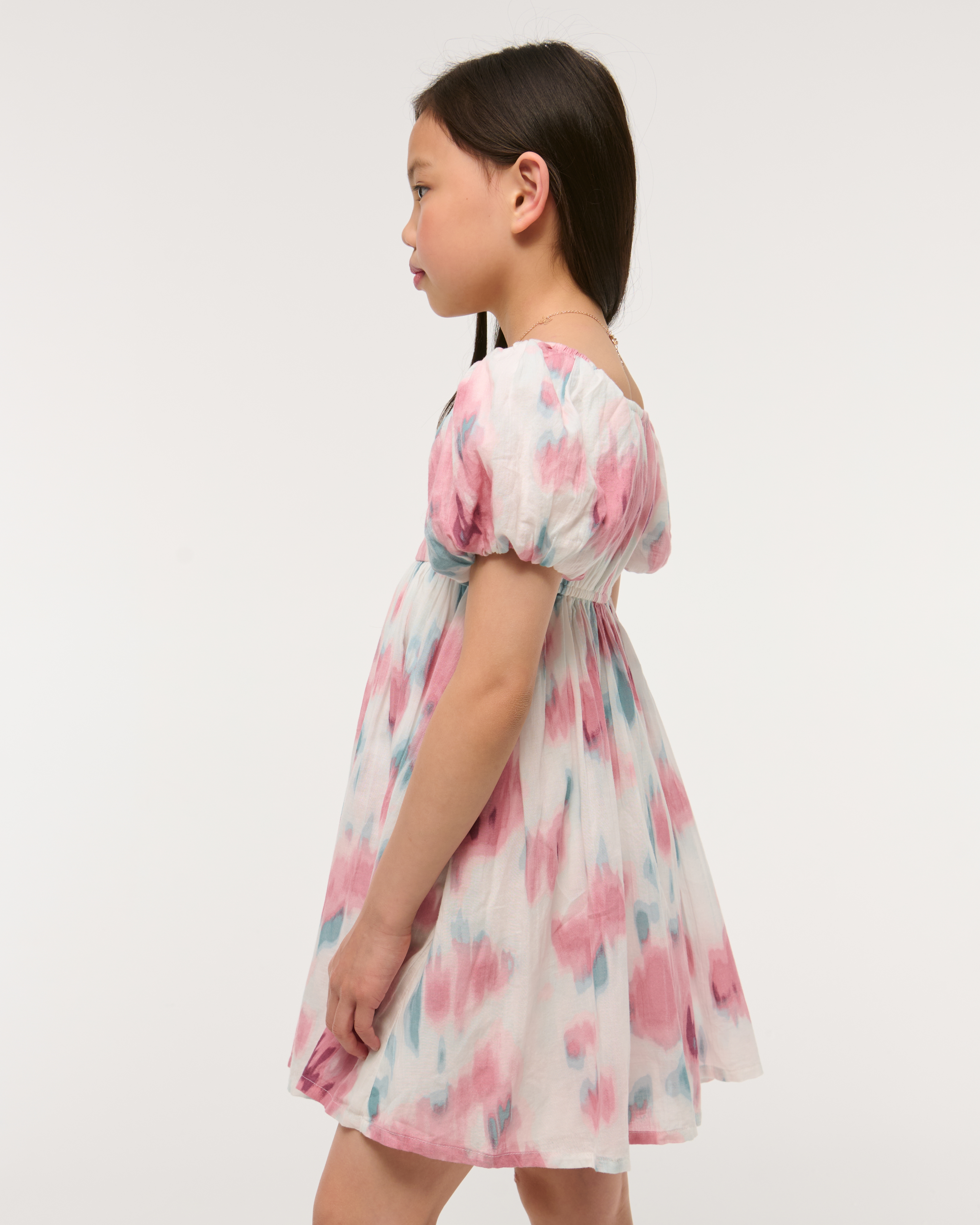 Abercrombie & Fitch Puff Sleeve Babydoll Mini Dress In Multi