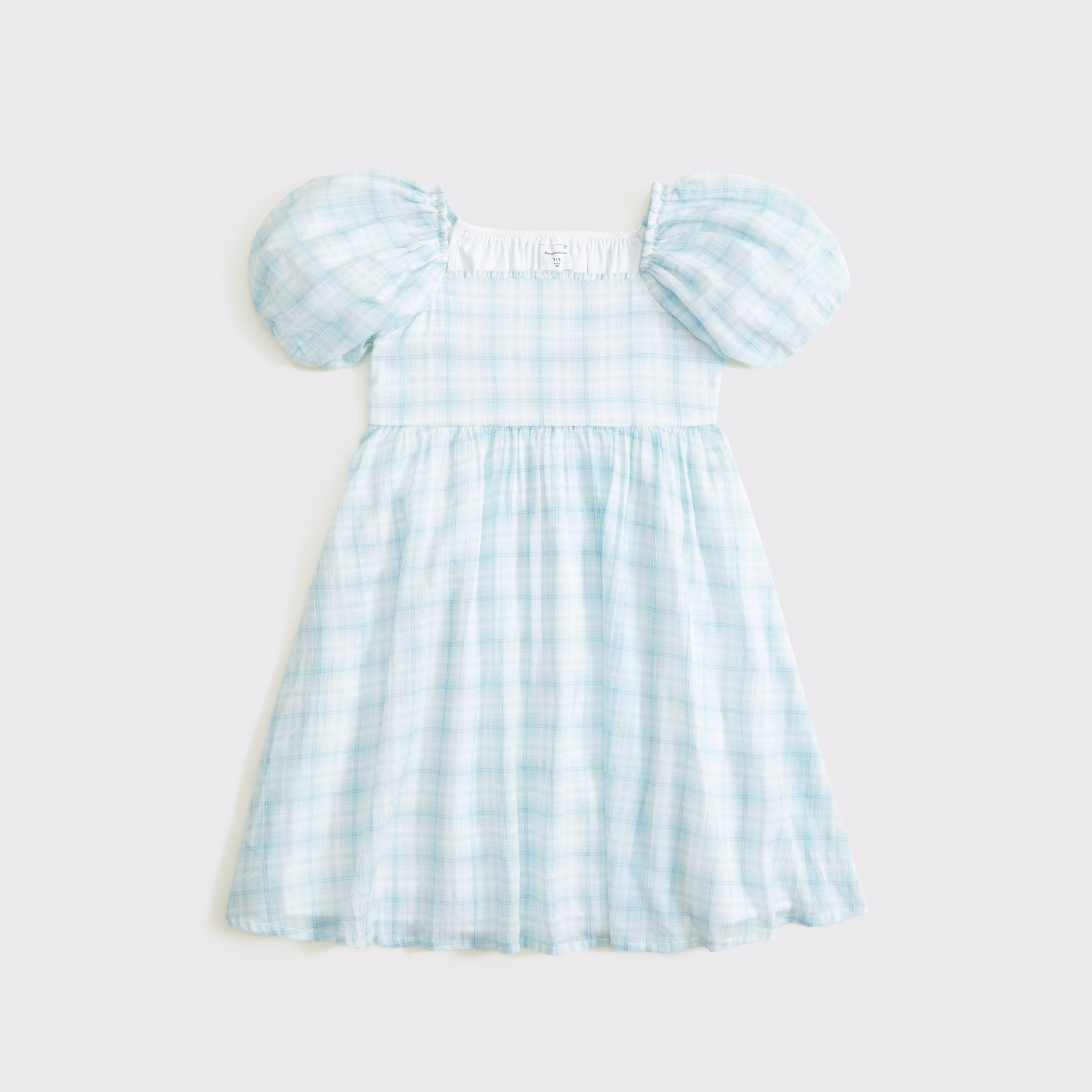 Abercrombie & Fitch Kids' Puff Sleeve Babydoll Mini Dress In Blue