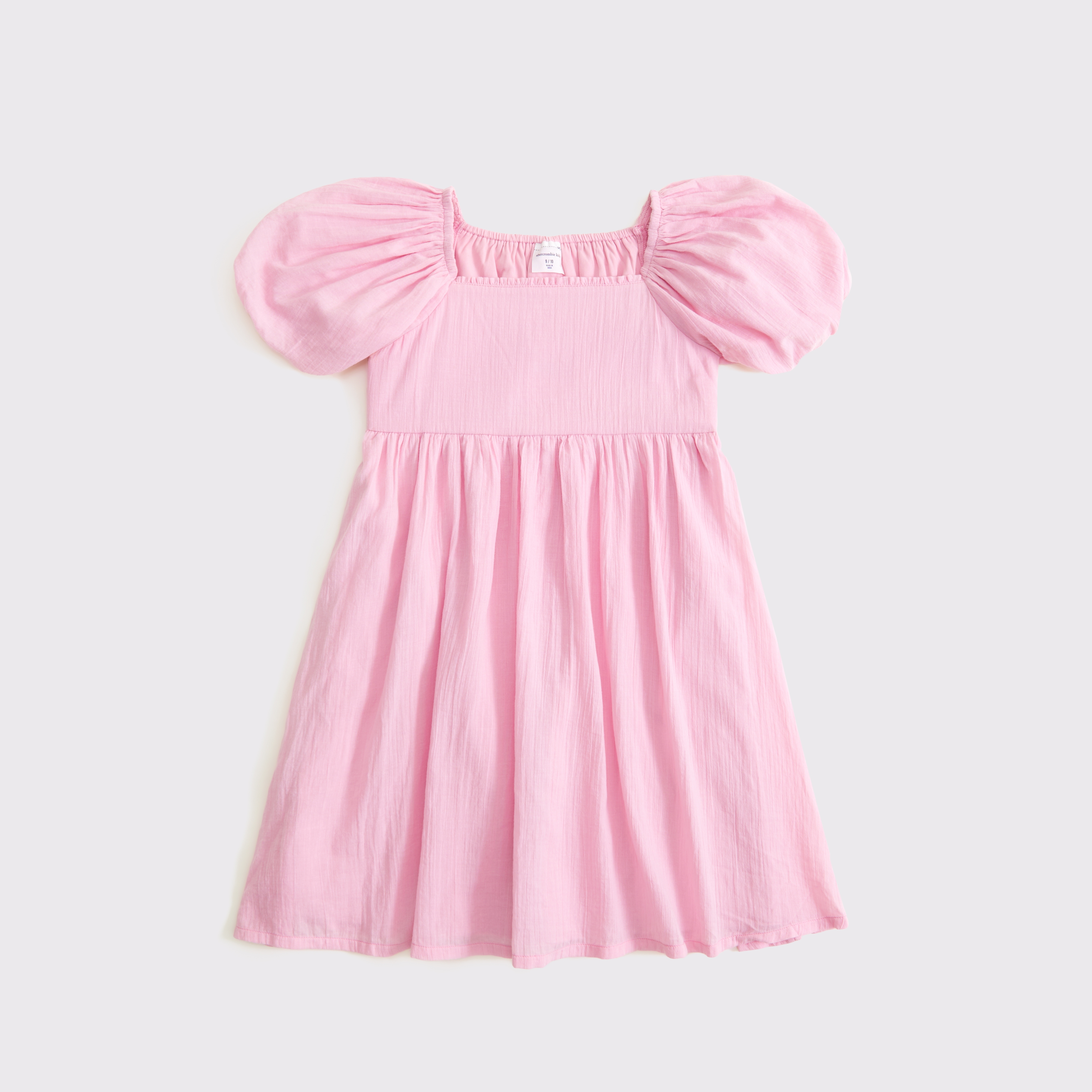 Abercrombie & Fitch Kids' Puff Sleeve Babydoll Mini Dress In Pink