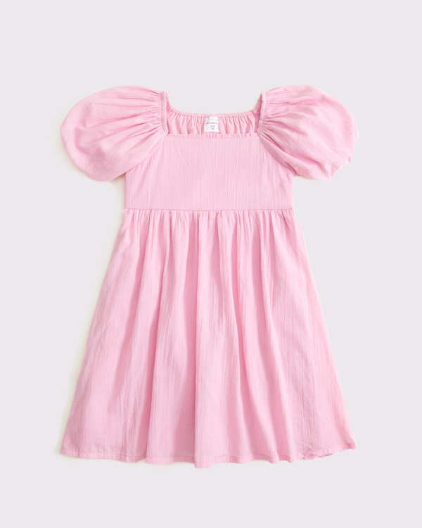 puff sleeve babydoll mini dress, Pink view 1