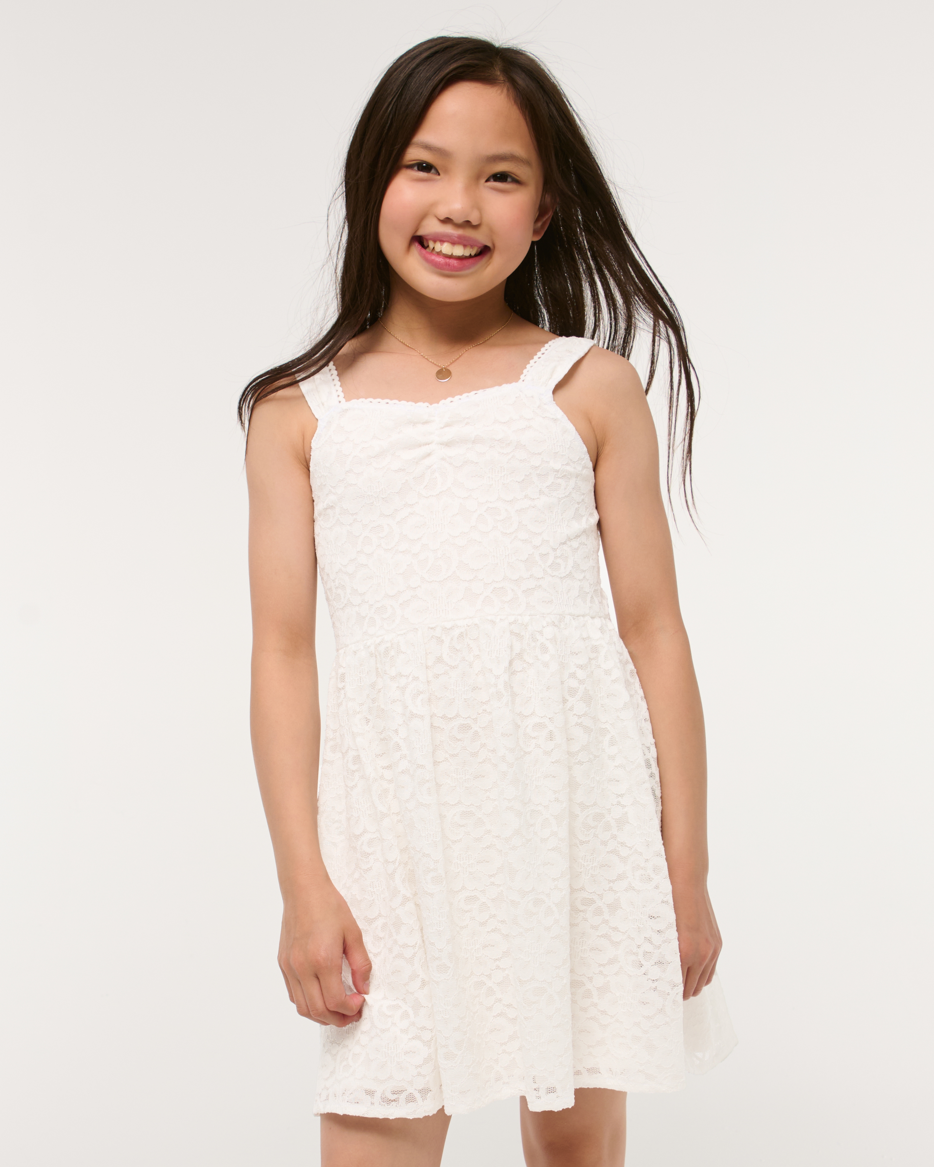 Abercrombie & Fitch Kids' Lace Mini Dress In White