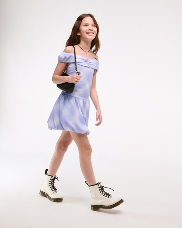 drop-waist bubble hem mini dress