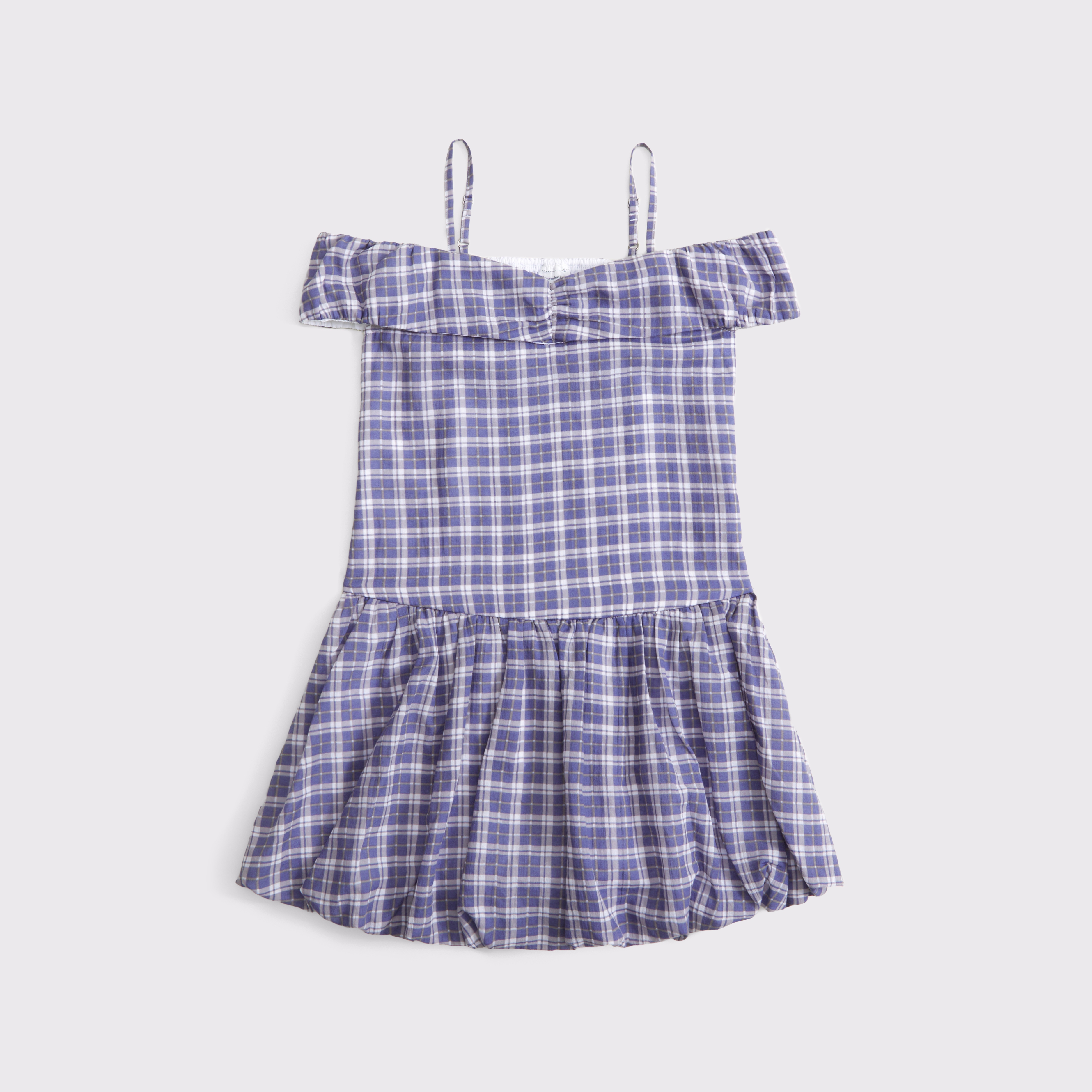 Abercrombie & Fitch Kids' Drop-waist Bubble Hem Mini Dress In Blue
