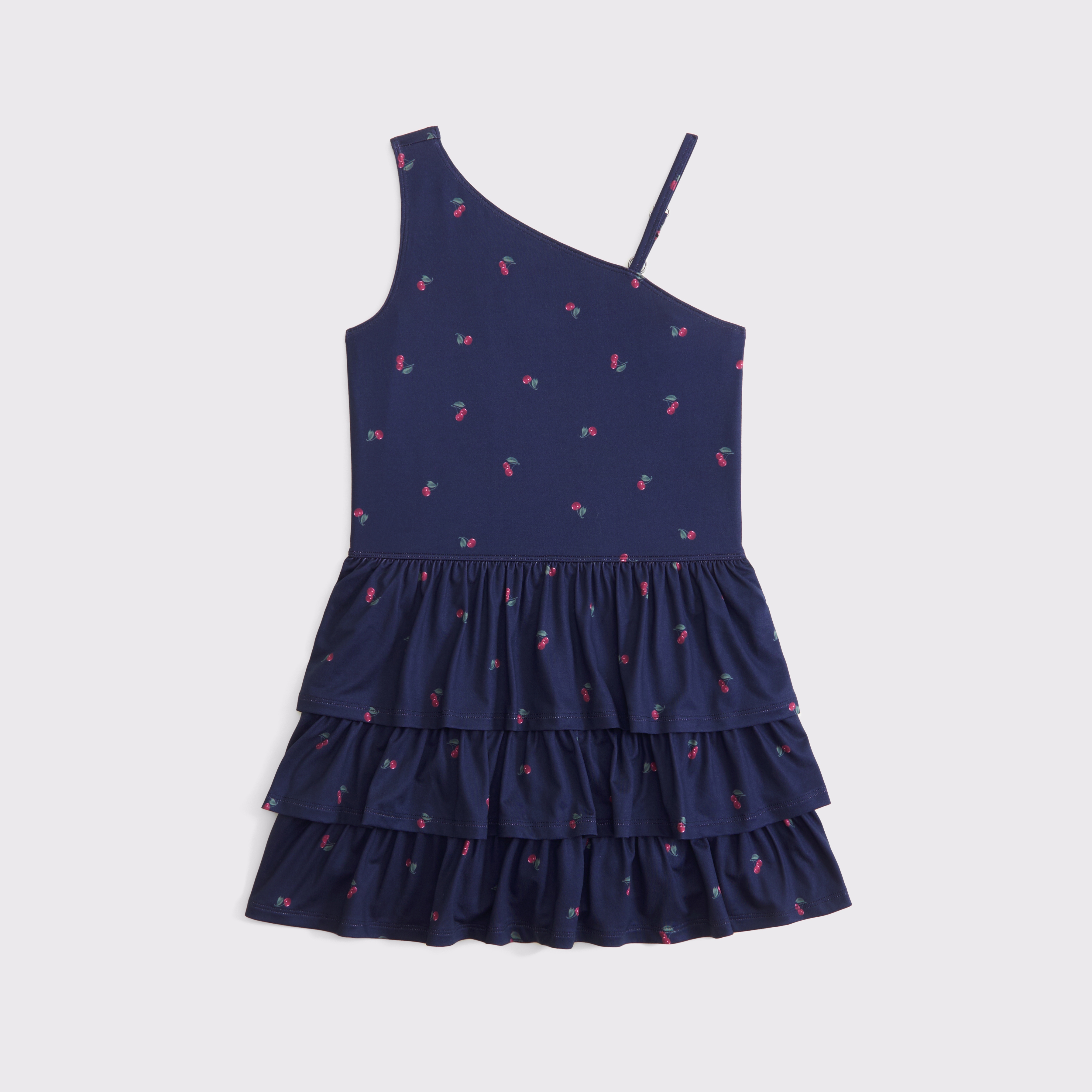 Abercrombie & Fitch Kids' Ypb Asymmetrical Ruffle Mini Dress In Blue