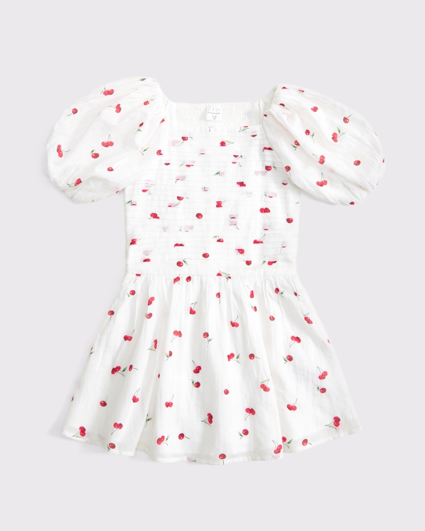 emerson puff sleeve mini dress, White Pattern view 1