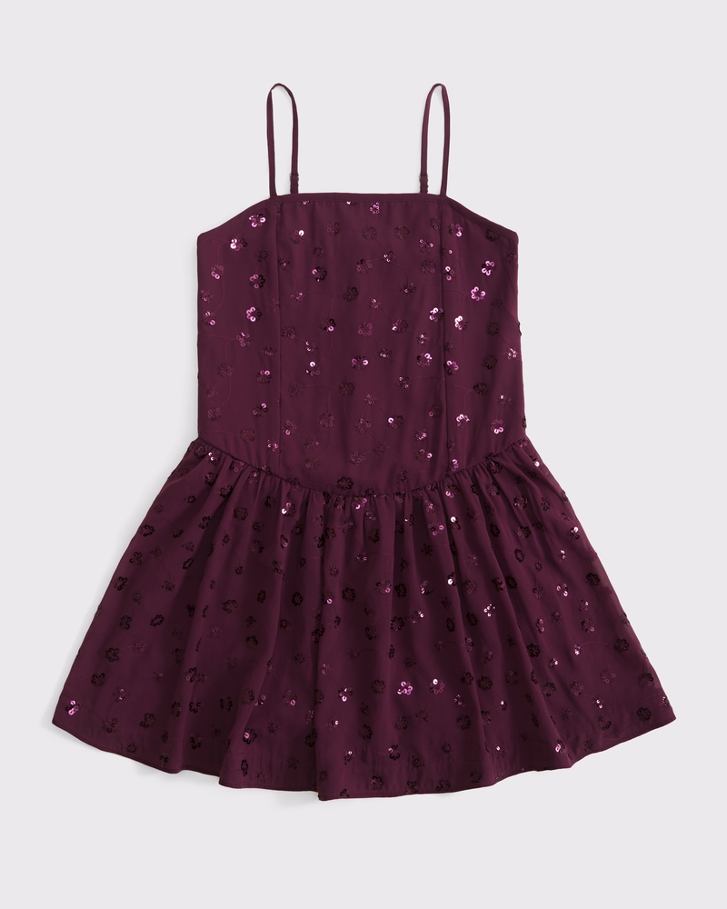 sequin drop-waist mini dress