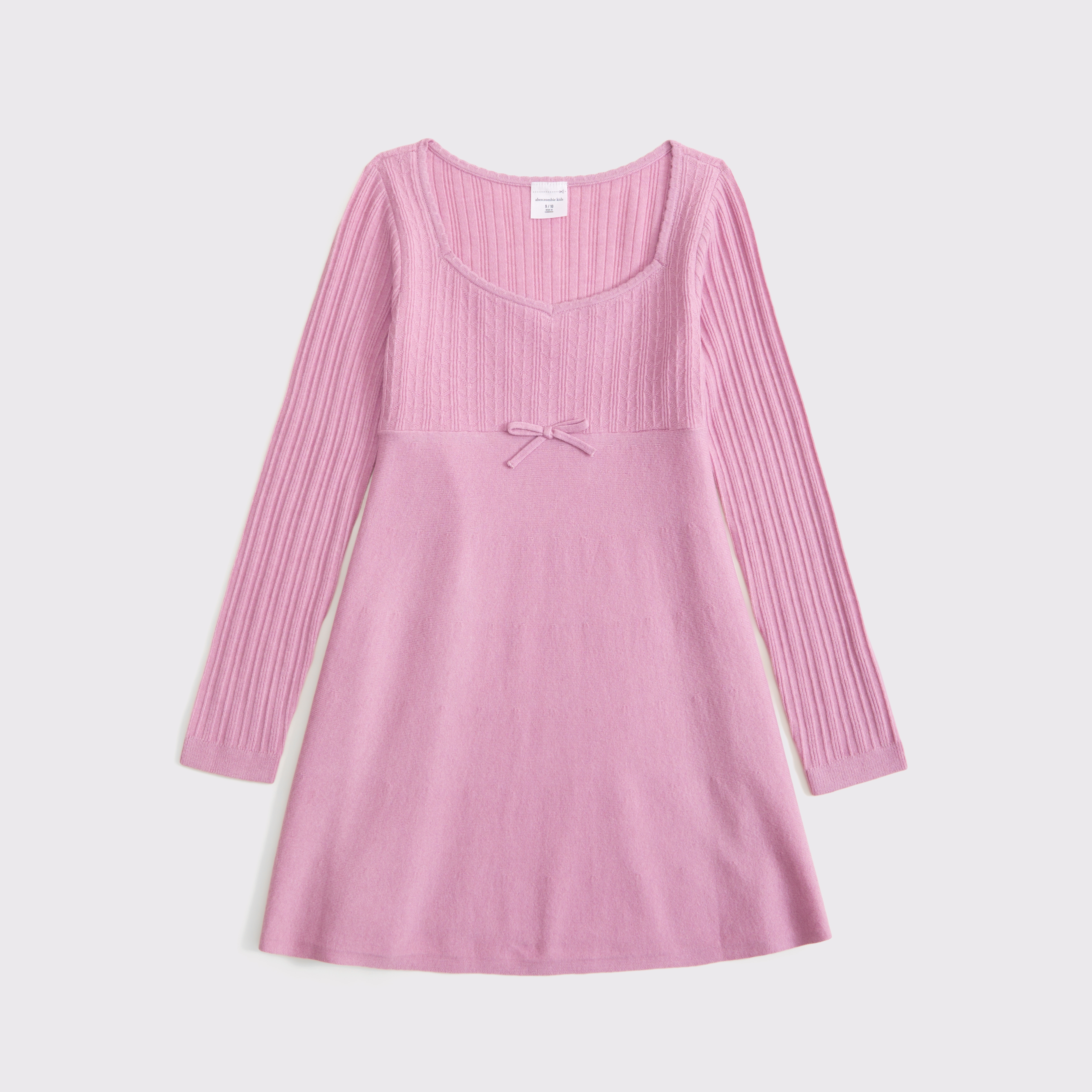 Abercrombie & Fitch Kids' Long-sleeve Babydoll Mini Sweater Dress In Pink